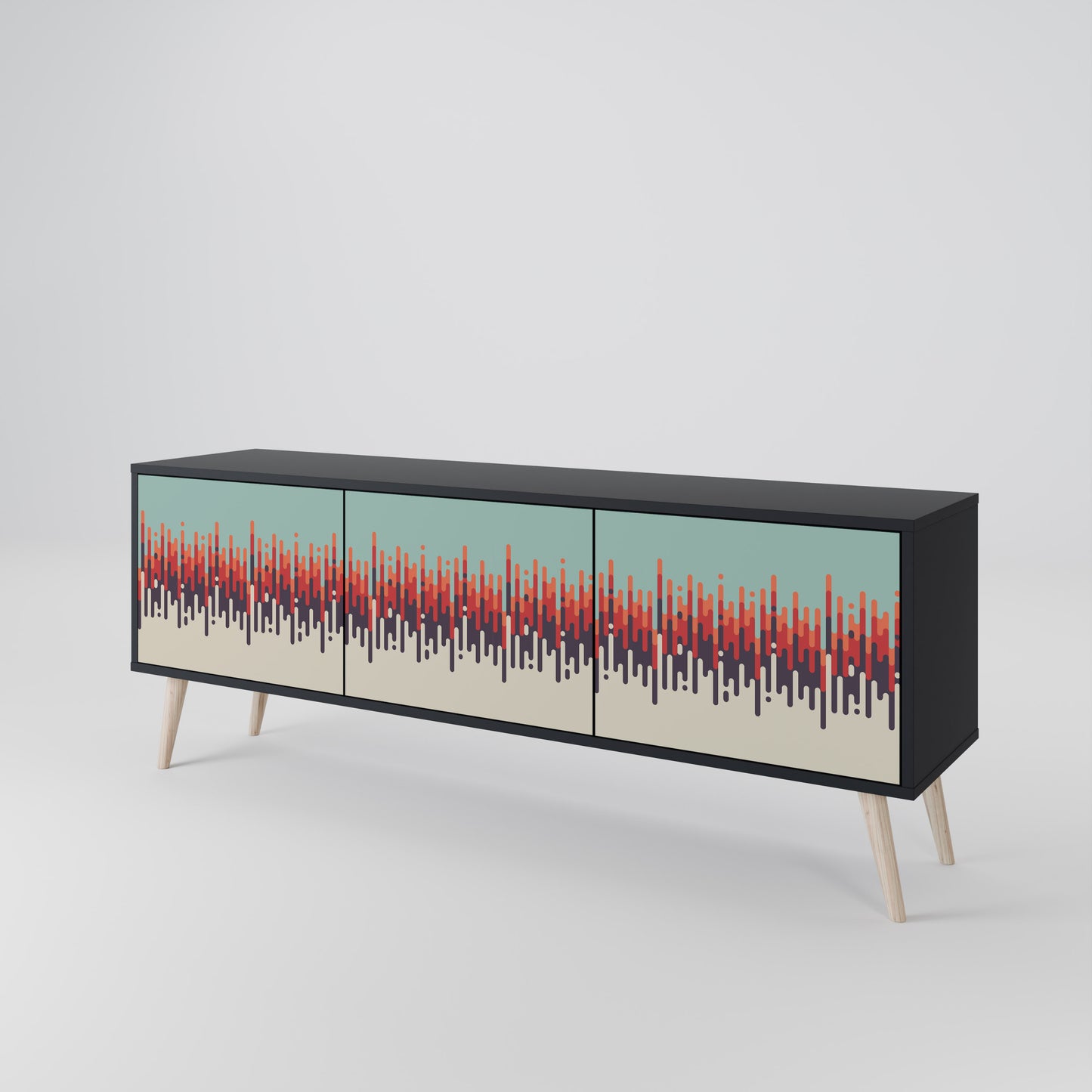 CHROMA CONTOURS 3-Door TV Stand in Black Finish