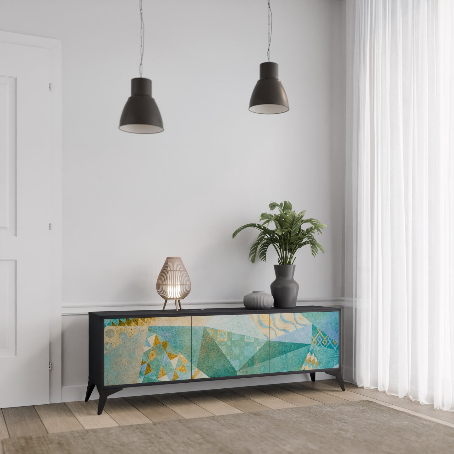 SPECTRUM SPLENDOR 3-dörrars TV-bänk i svart finish