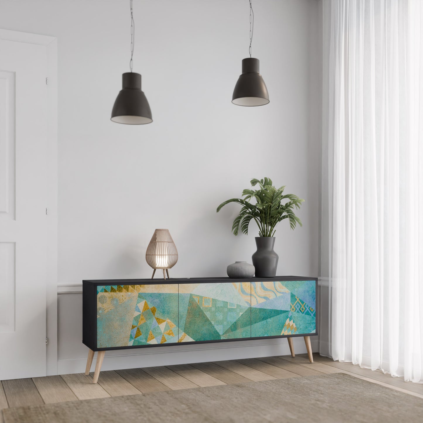 SPECTRUM SPLENDOR 3-dörrars TV-bänk i svart finish