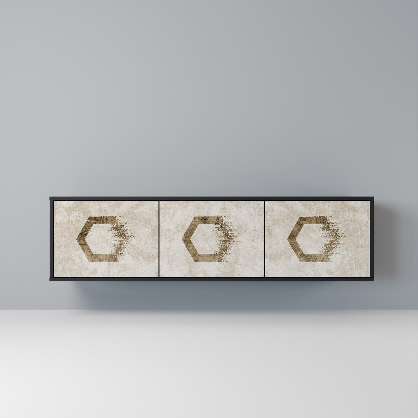 HEXAGONAL SHAPES 3-dörrars TV-bänk i svart finish