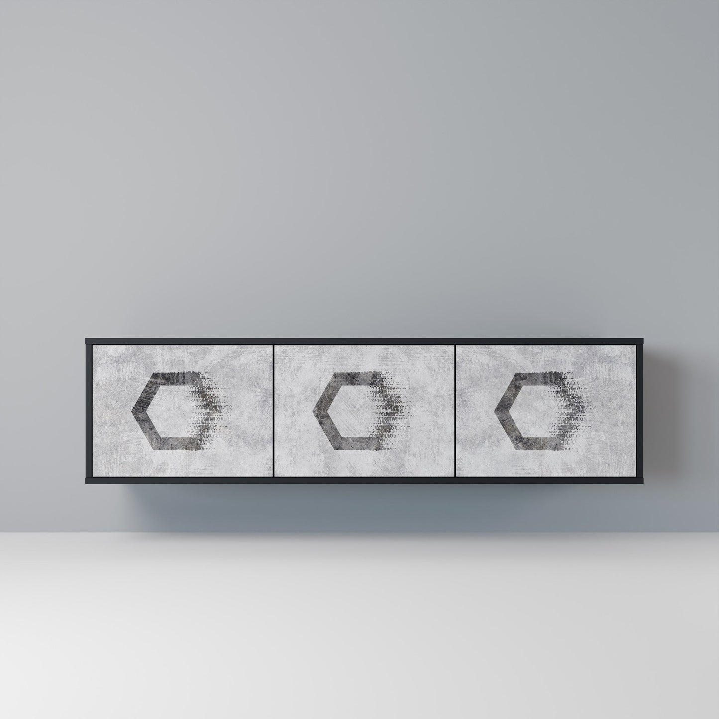 HEXAGONAL FIGURES 3-dörrars TV-bänk i svart finish