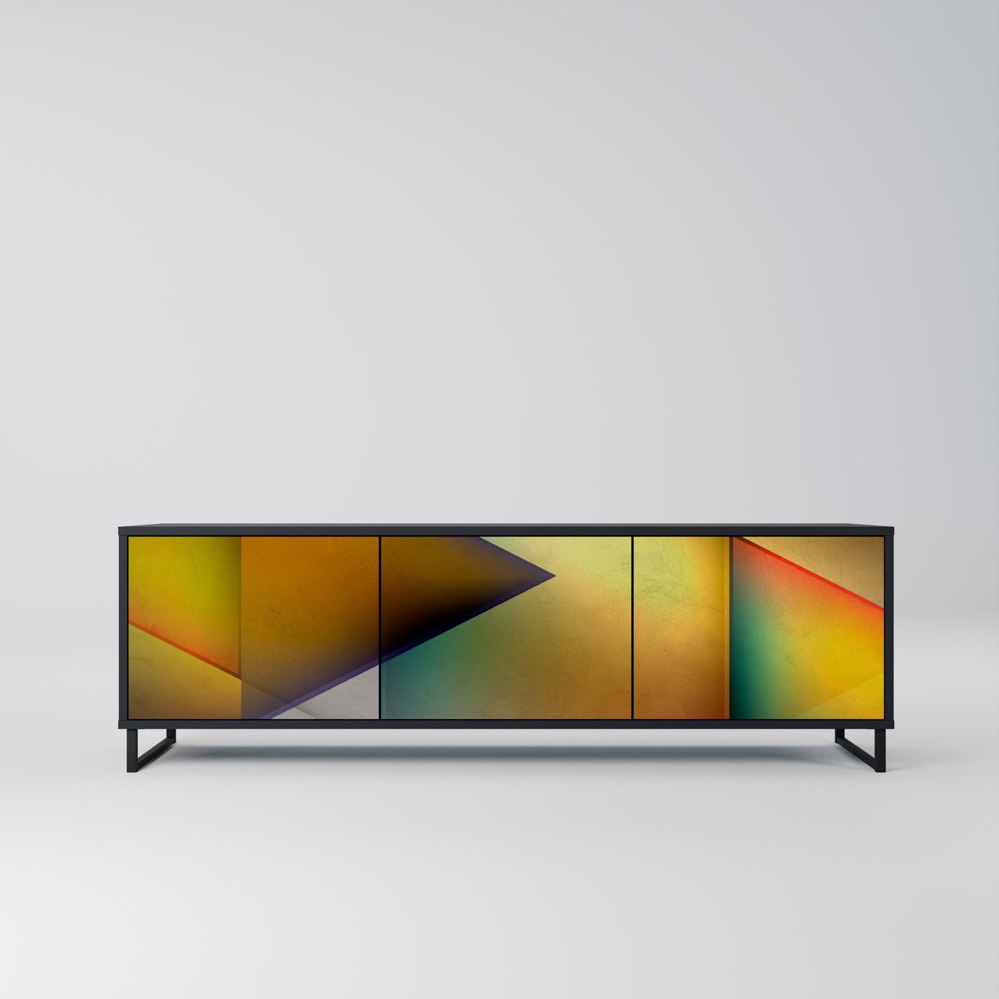 PIERCING SHARPNESS 3-Door TV Stand in Black Finish