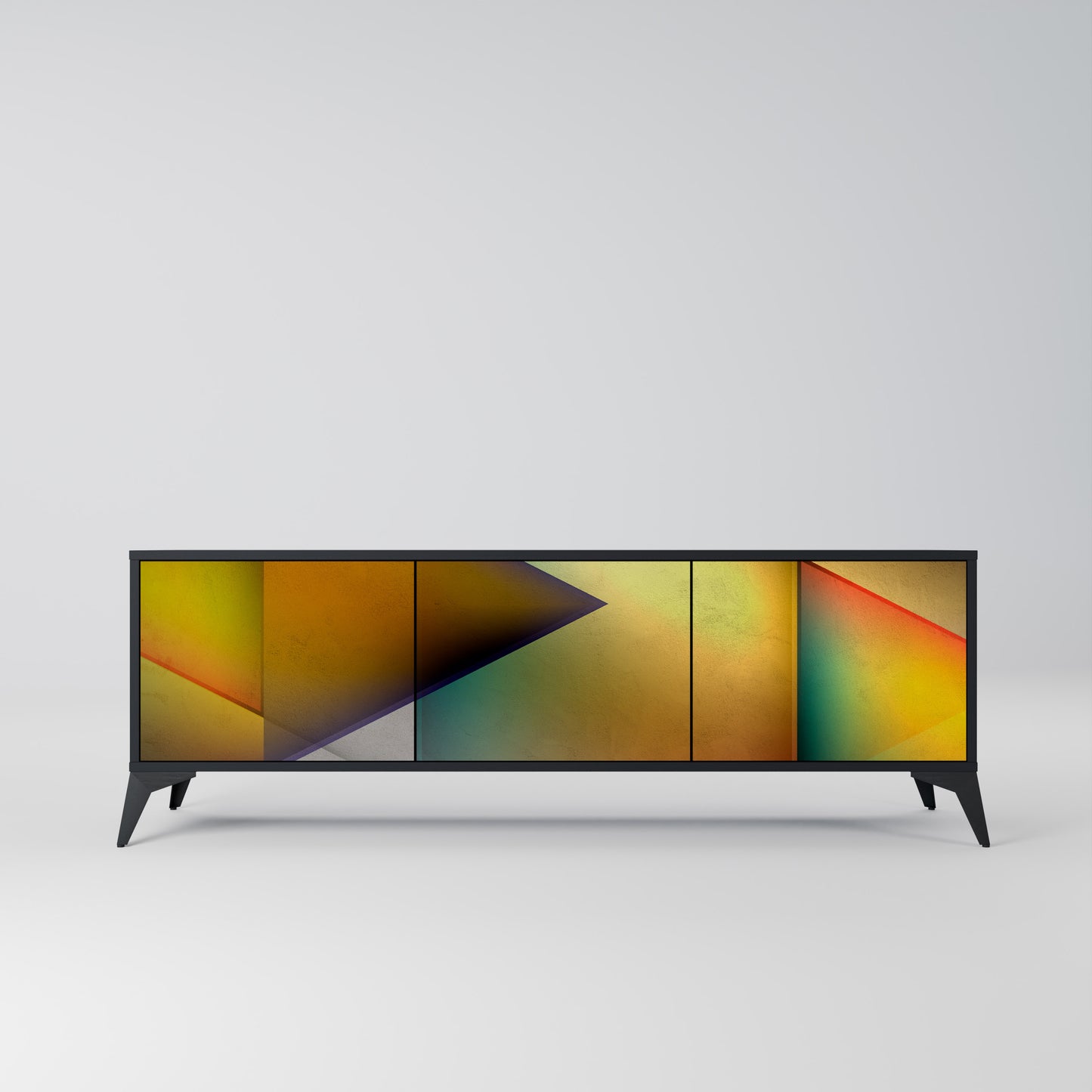 PIERCING SHARPNESS 3-Door TV Stand in Black Finish