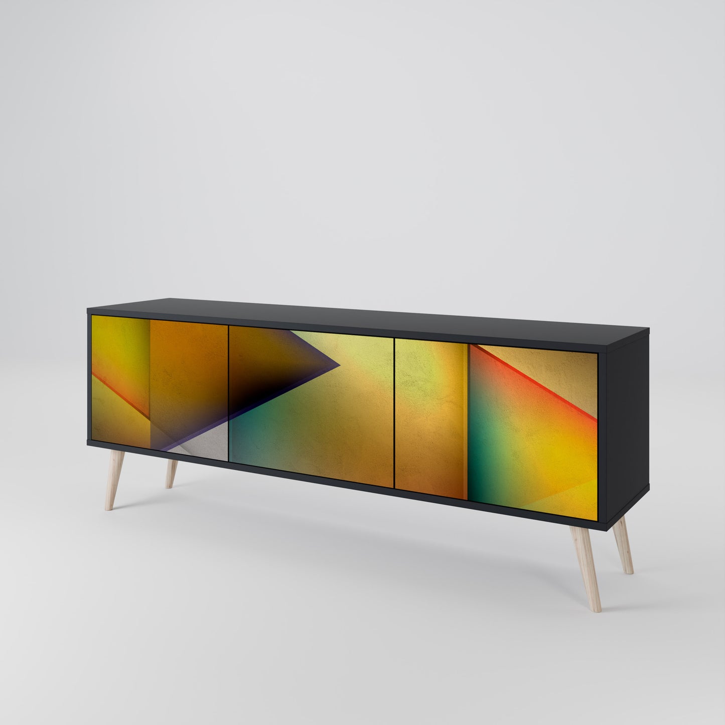 PIERCING SHARPNESS 3-Door TV Stand in Black Finish