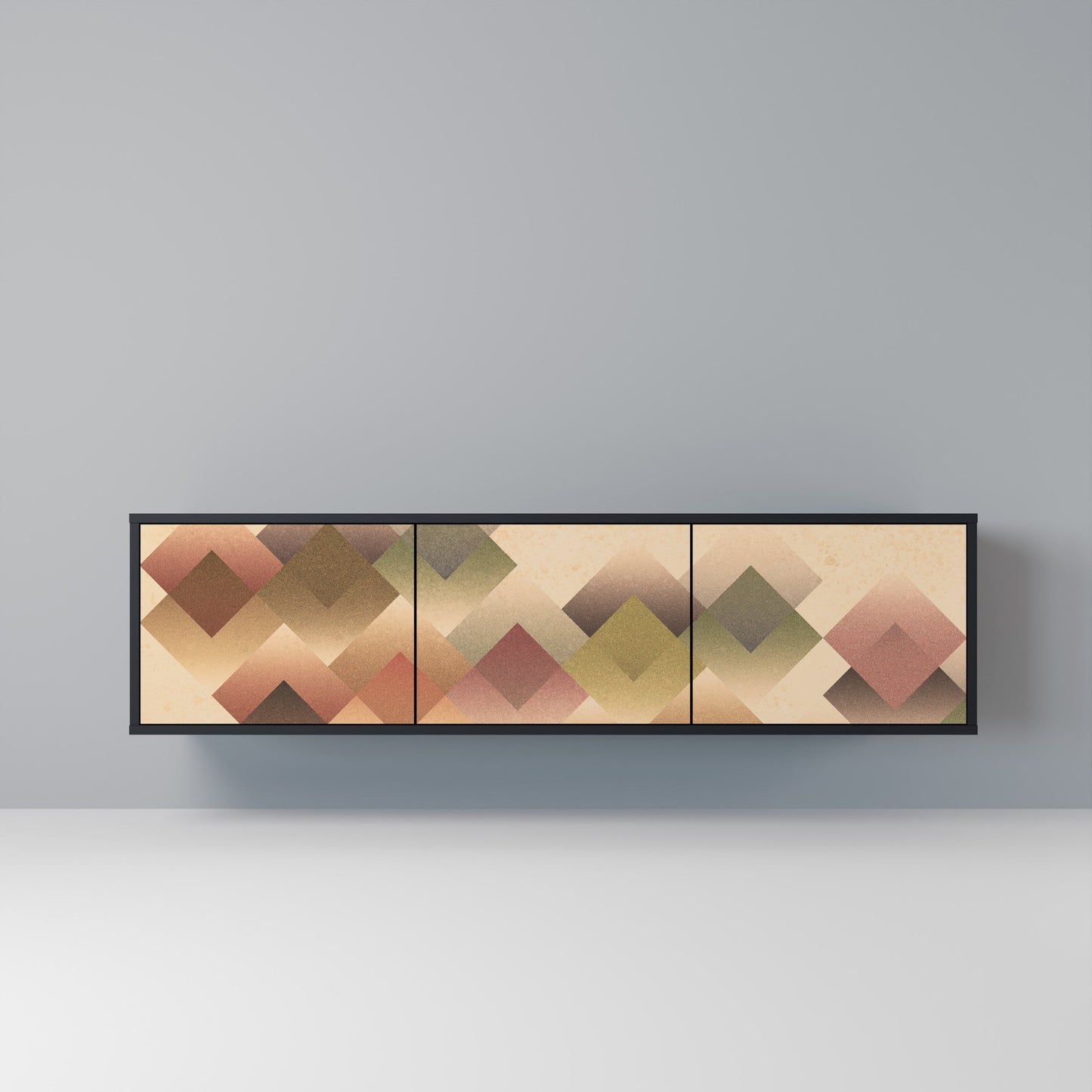 GEOMETRIC FUSION 3-dörrars TV-bänk i svart finish