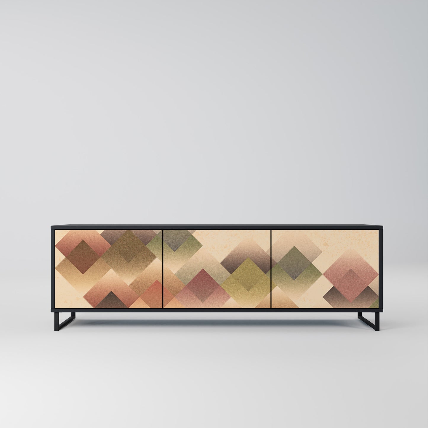 GEOMETRIC FUSION 3-dörrars TV-bänk i svart finish