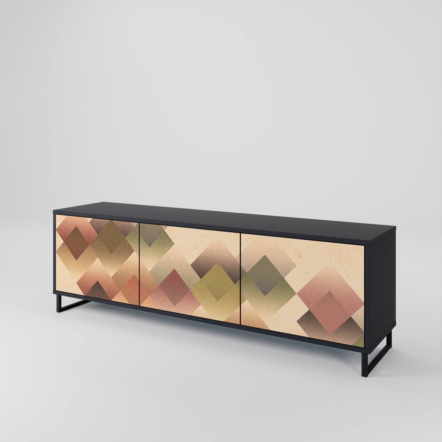 GEOMETRIC FUSION 3-dörrars TV-bänk i svart finish