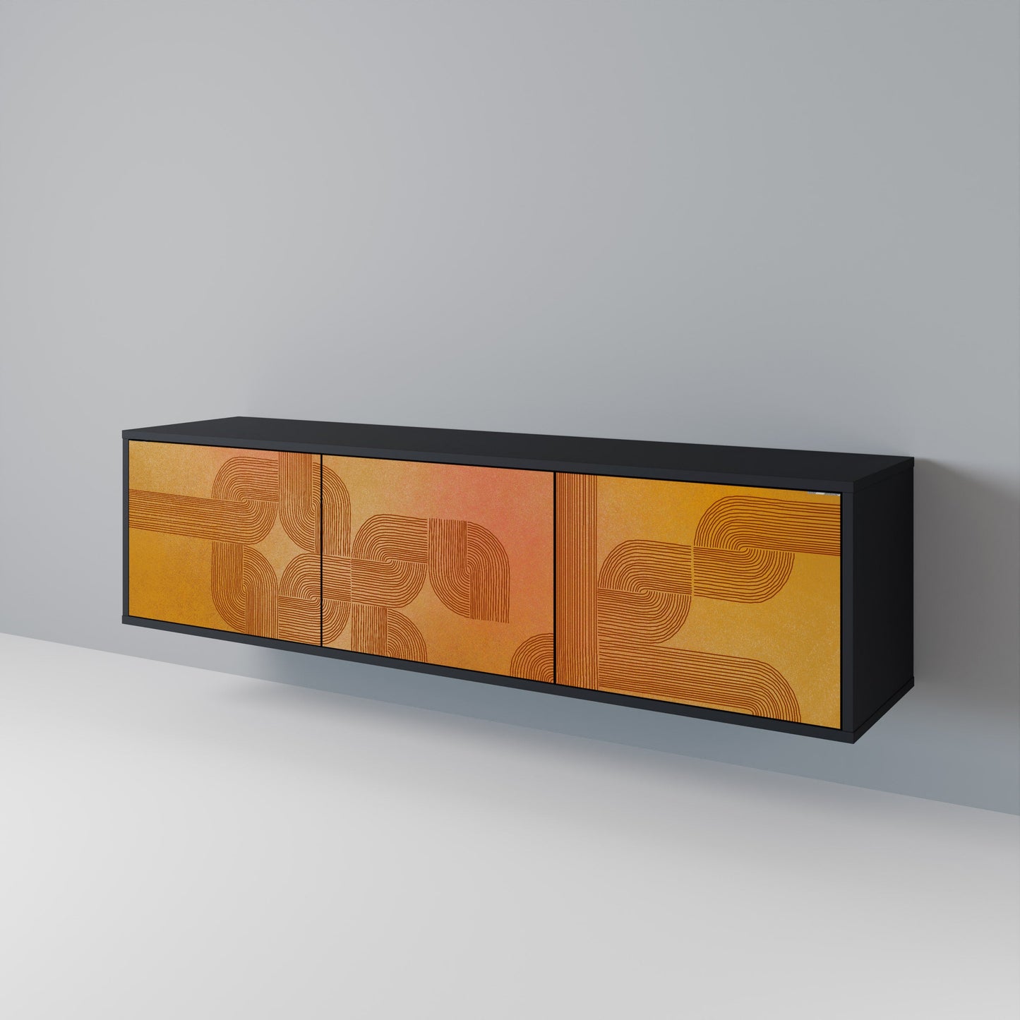 STRENGTHENING RELATION 3-Door TV Stand in Black Finish