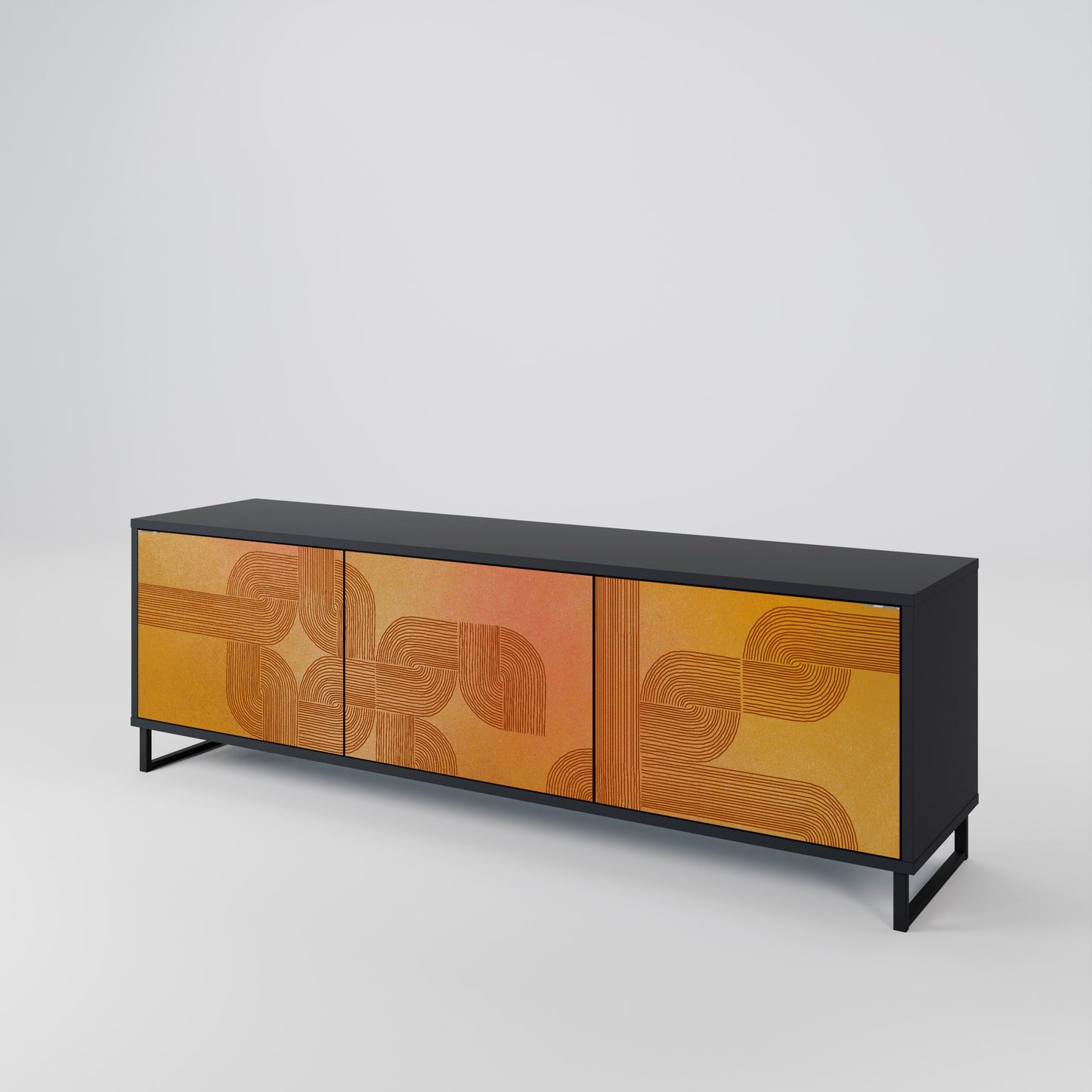 STRENGTHENING RELATION 3-Door TV Stand in Black Finish