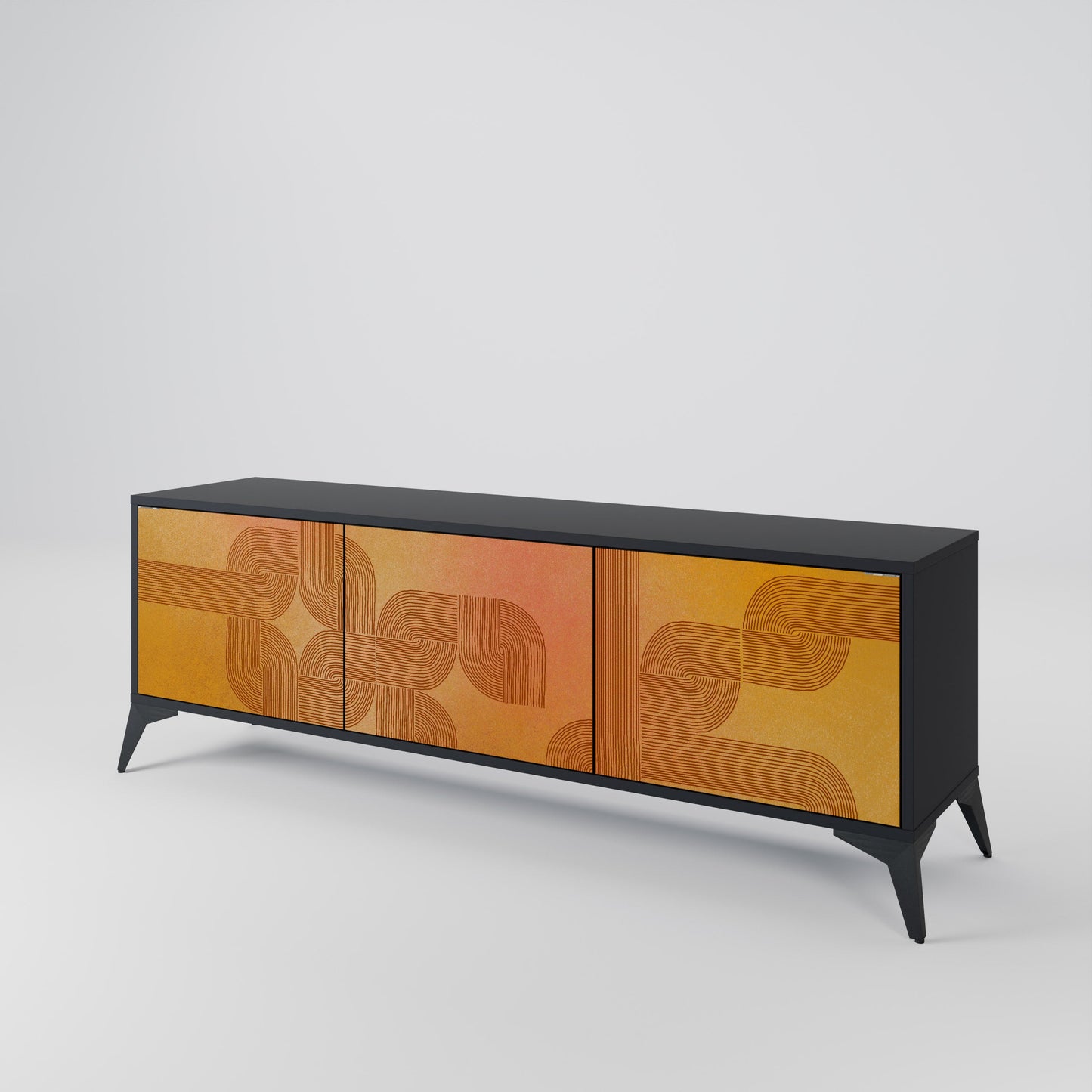 STRENGTHENING RELATION 3-Door TV Stand in Black Finish