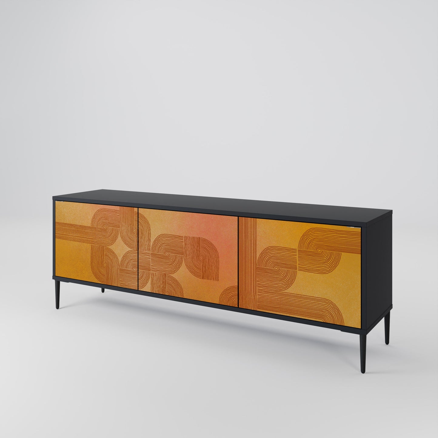 STRENGTHENING RELATION 3-Door TV Stand in Black Finish