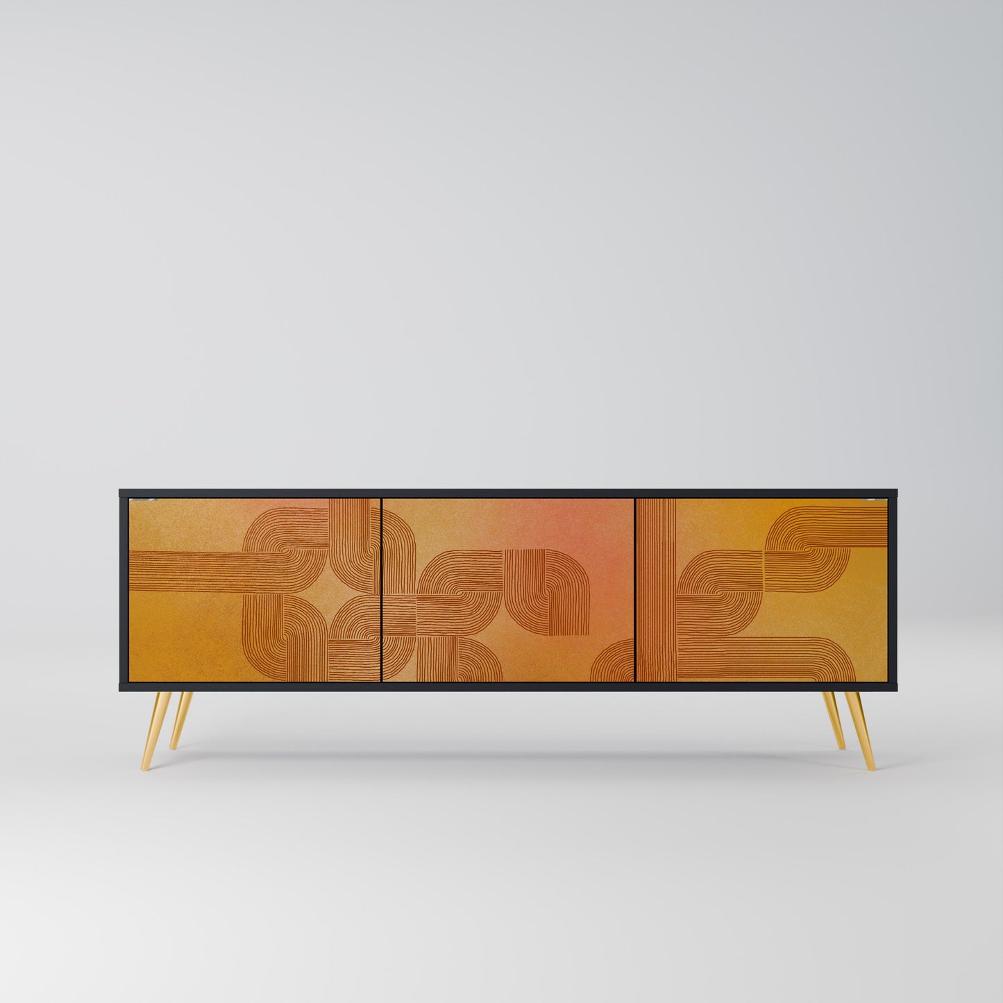 STRENGTHENING RELATION 3-Door TV Stand in Black Finish
