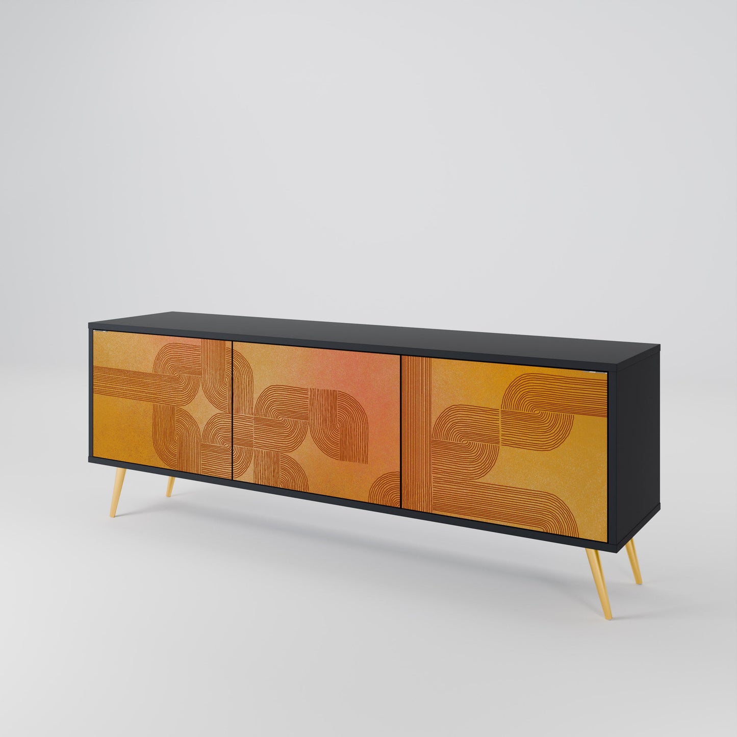 STRENGTHENING RELATION 3-Door TV Stand in Black Finish