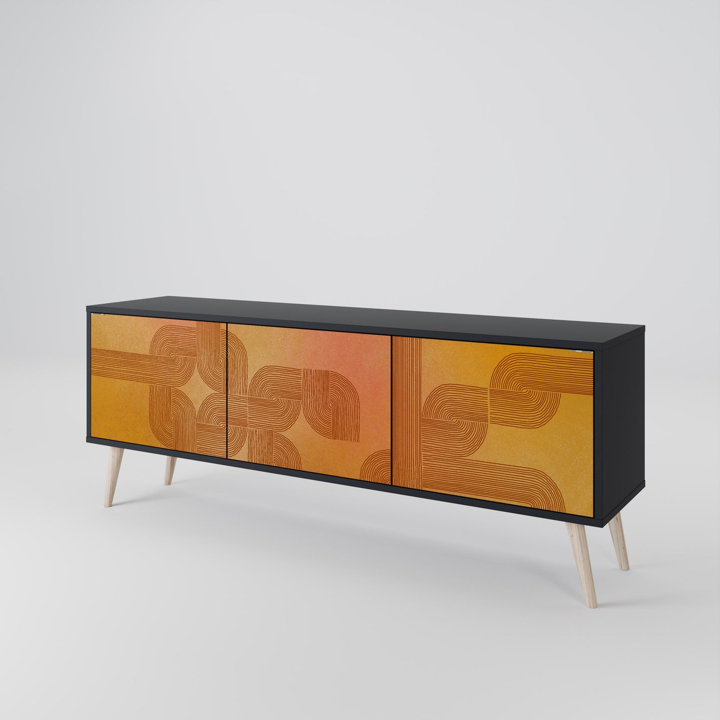 STRENGTHENING RELATION 3-Door TV Stand in Black Finish