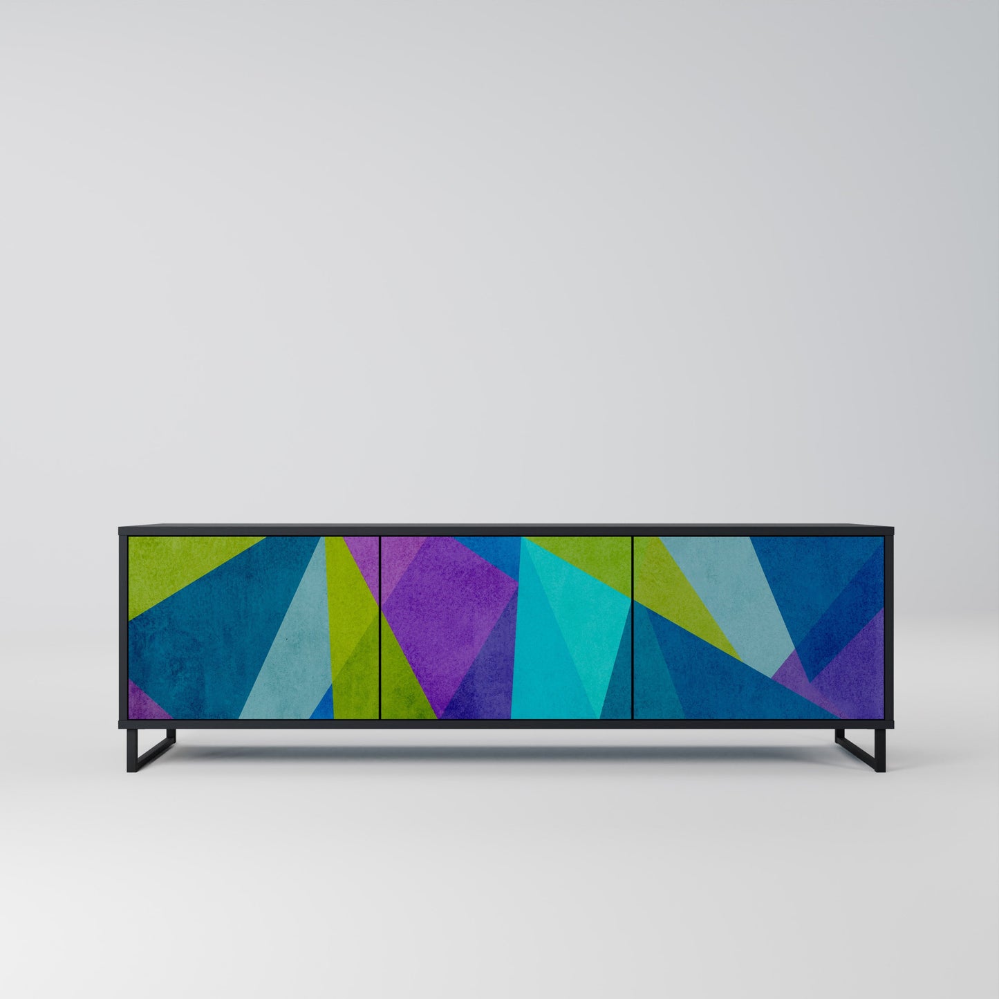 COLD SHOWCASE 3-Door TV Stand in Black Finish