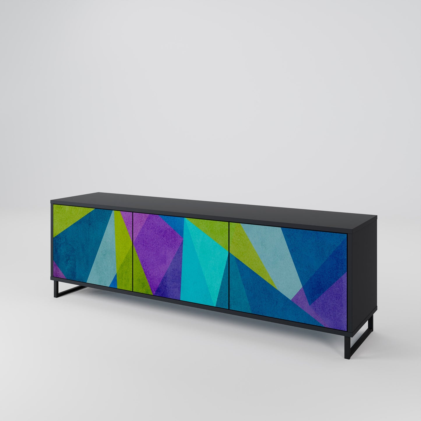 COLD SHOWCASE 3-Door TV Stand in Black Finish