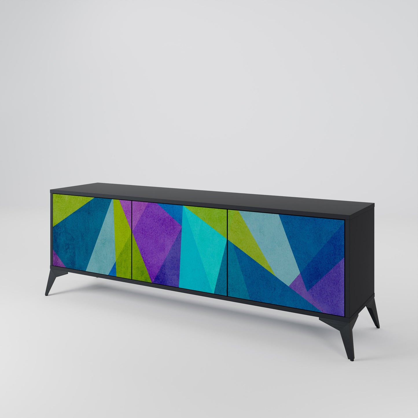 COLD SHOWCASE 3-Door TV Stand in Black Finish