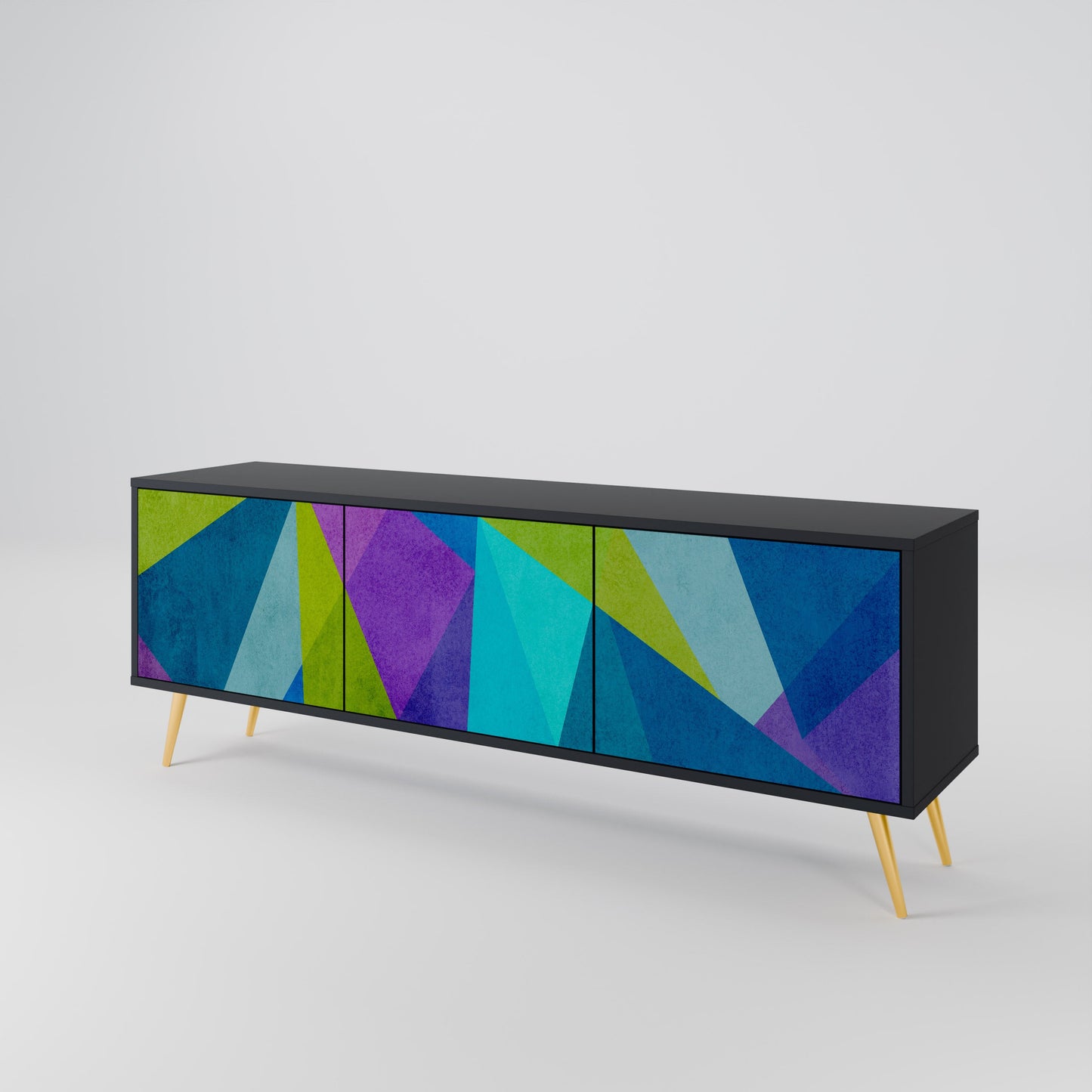 COLD SHOWCASE 3-Door TV Stand in Black Finish