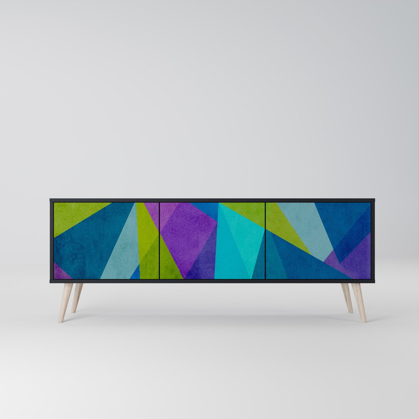 COLD SHOWCASE 3-Door TV Stand in Black Finish