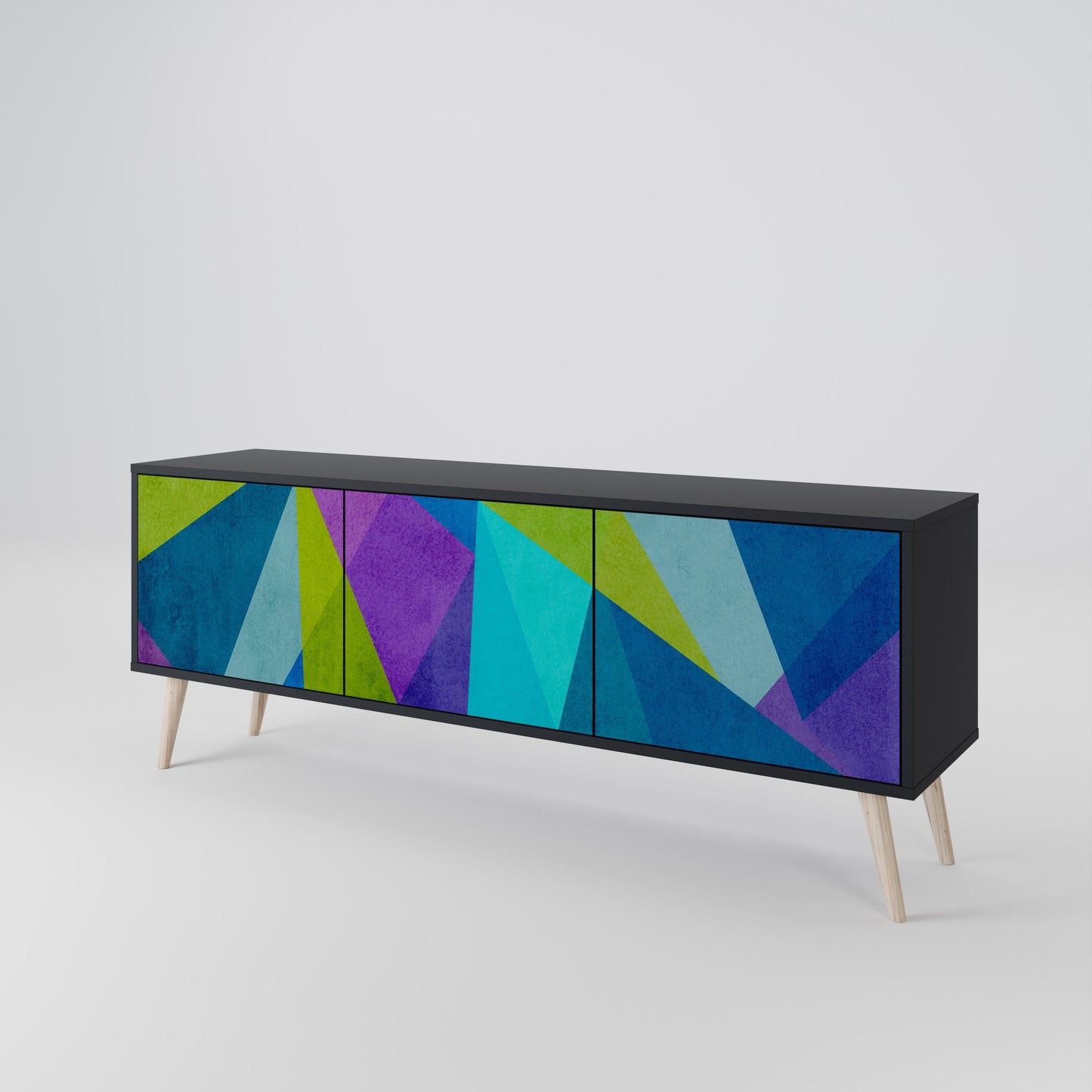 COLD SHOWCASE 3-Door TV Stand in Black Finish