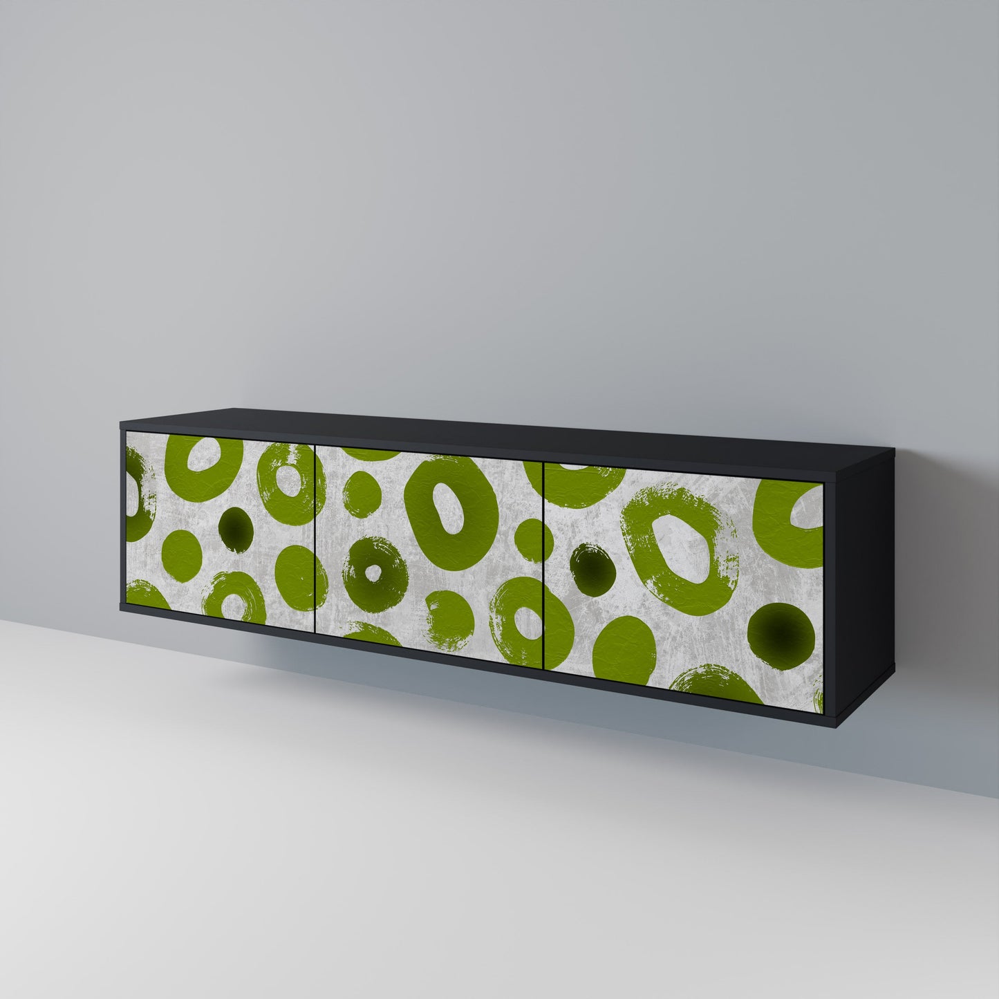 GREEN RHAPSODY TV-bänk med 3 dörrar i svart finish