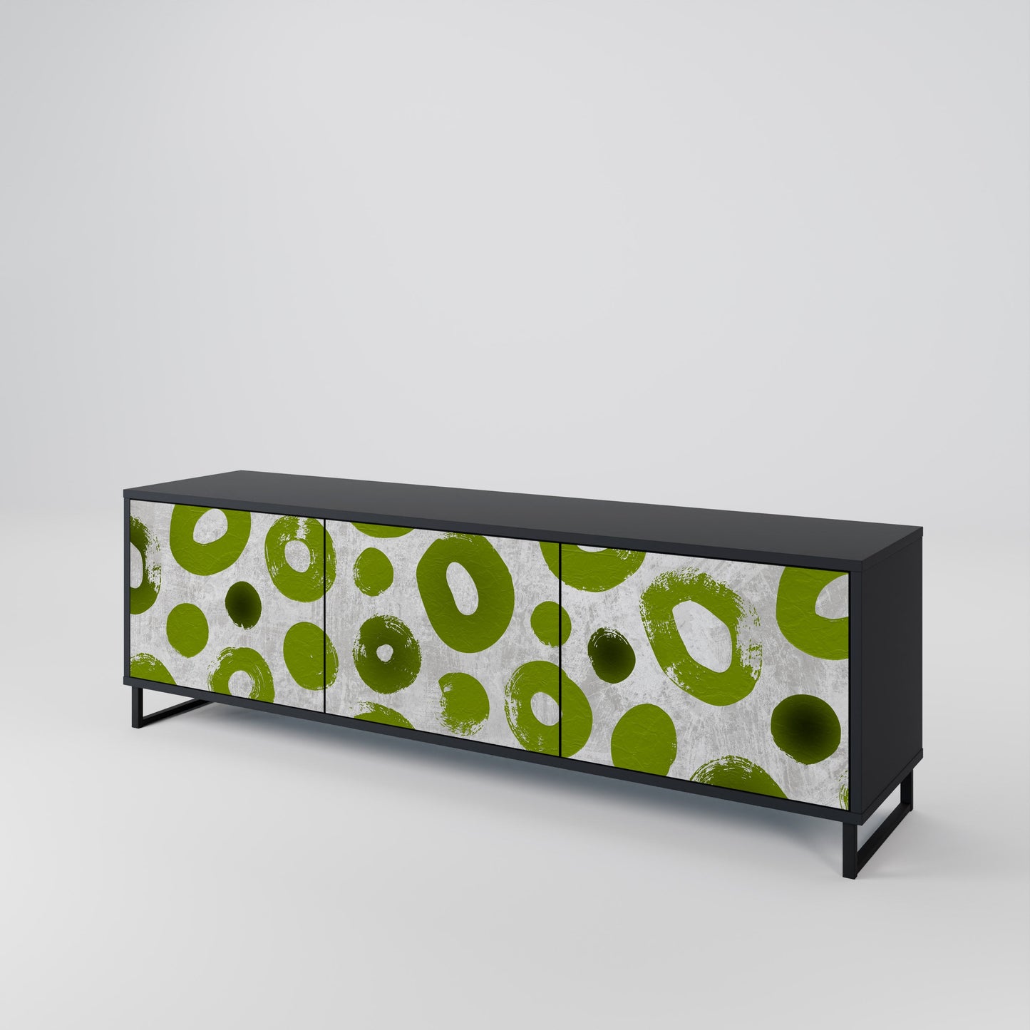 GREEN RHAPSODY TV-bänk med 3 dörrar i svart finish