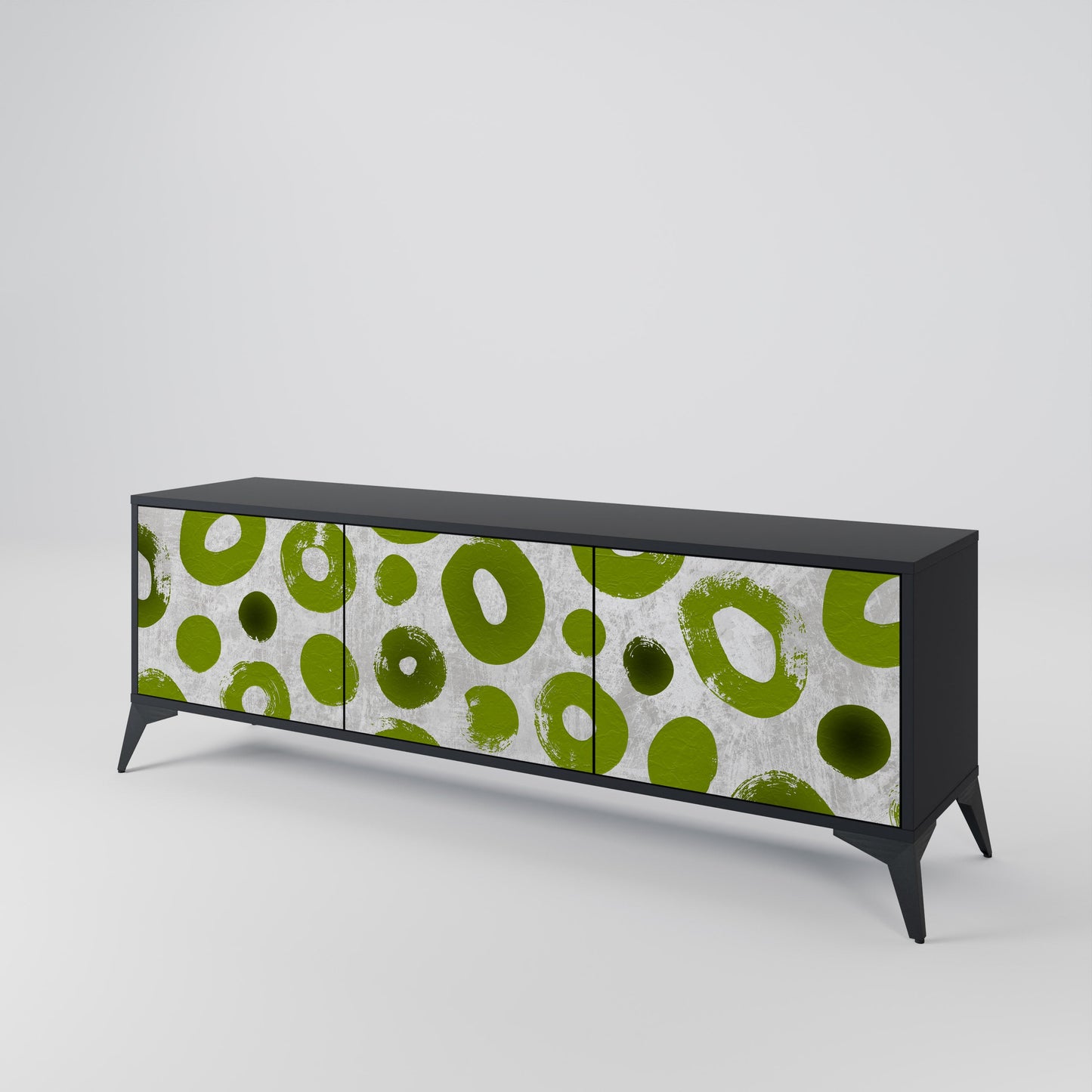 GREEN RHAPSODY TV-bänk med 3 dörrar i svart finish