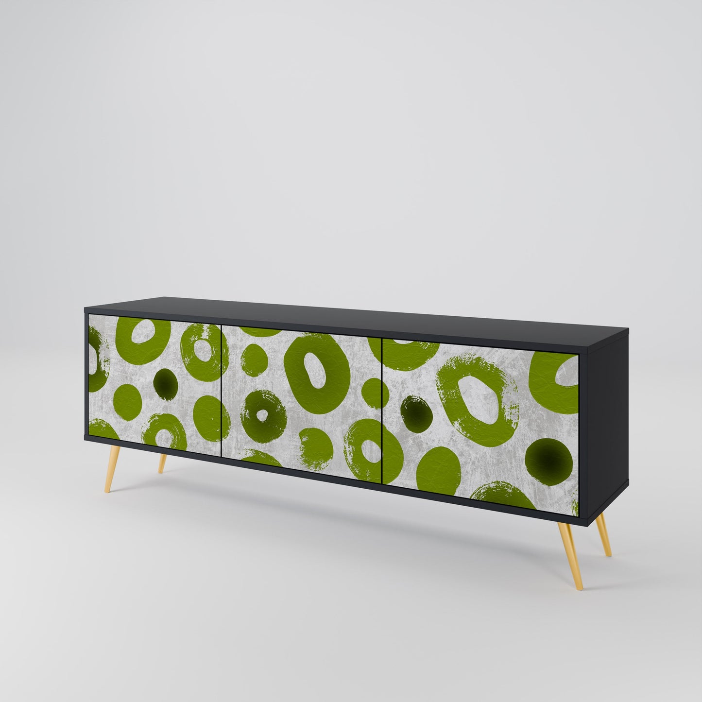 GREEN RHAPSODY TV-bänk med 3 dörrar i svart finish
