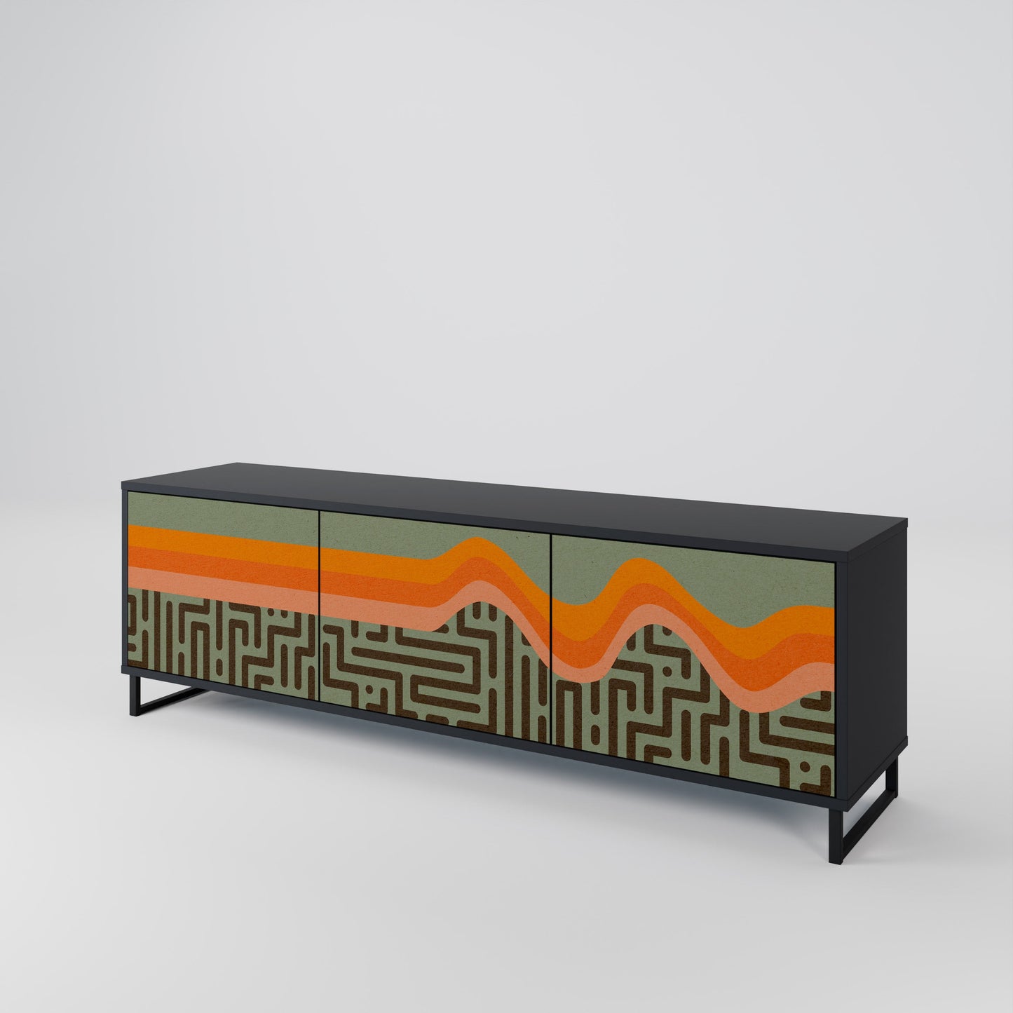 SIMPLE SOLUTIONS 3-Door TV Stand in Black Finish
