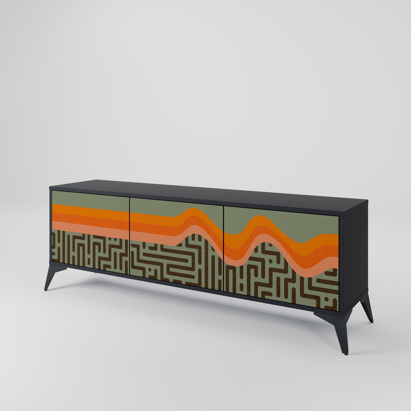 SIMPLE SOLUTIONS 3-Door TV Stand in Black Finish