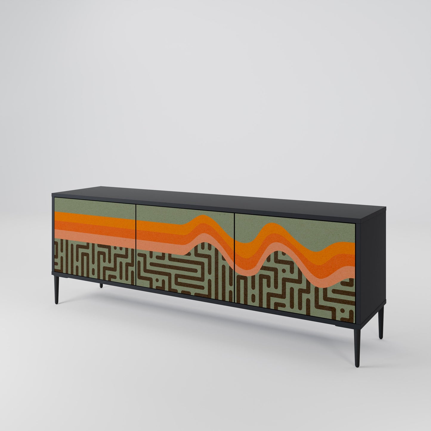 SIMPLE SOLUTIONS 3-Door TV Stand in Black Finish