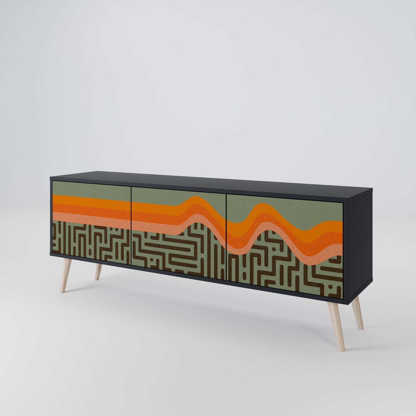 SIMPLE SOLUTIONS 3-Door TV Stand in Black Finish
