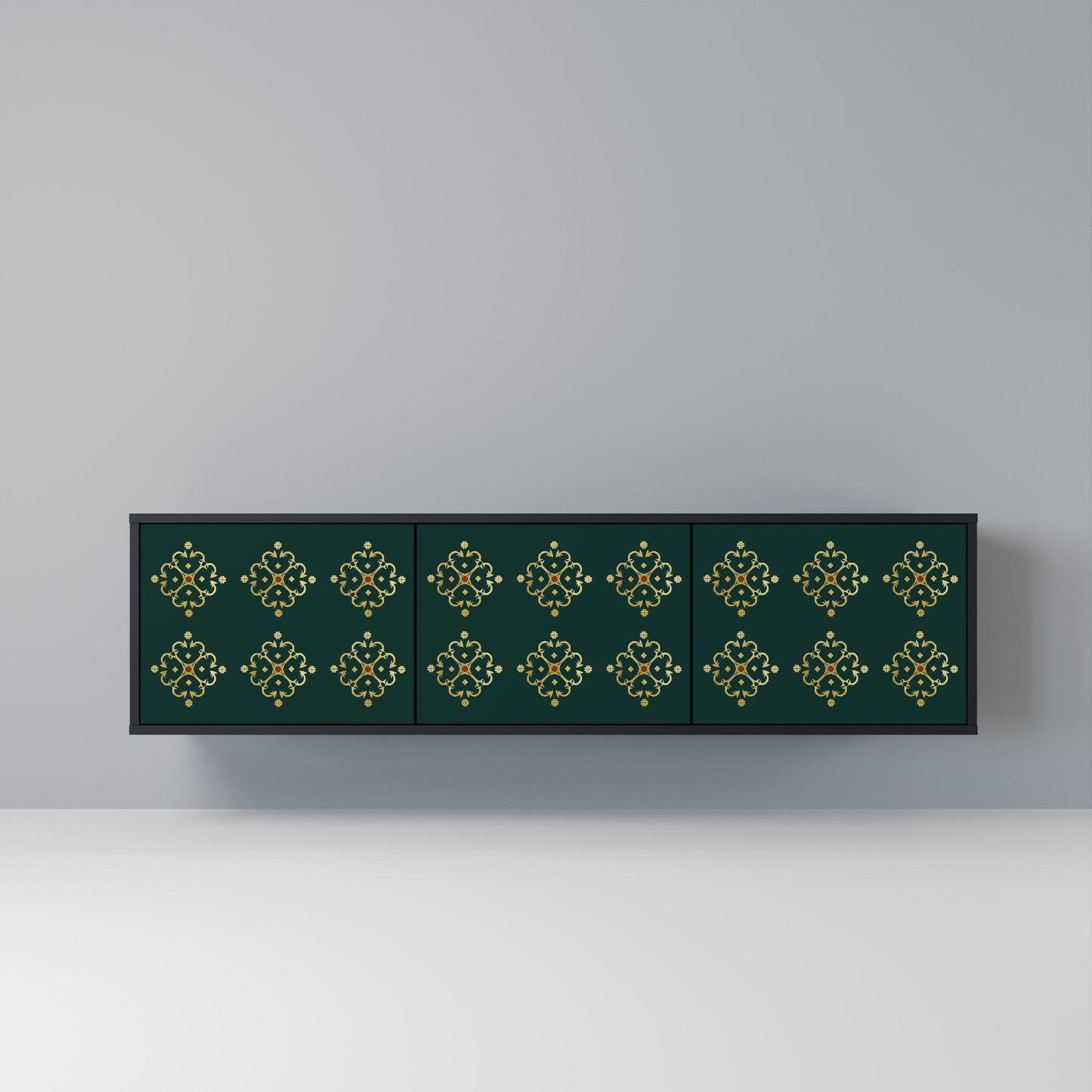 ROYAL MEDALLION TV-bänk med 3 dörrar i svart finish