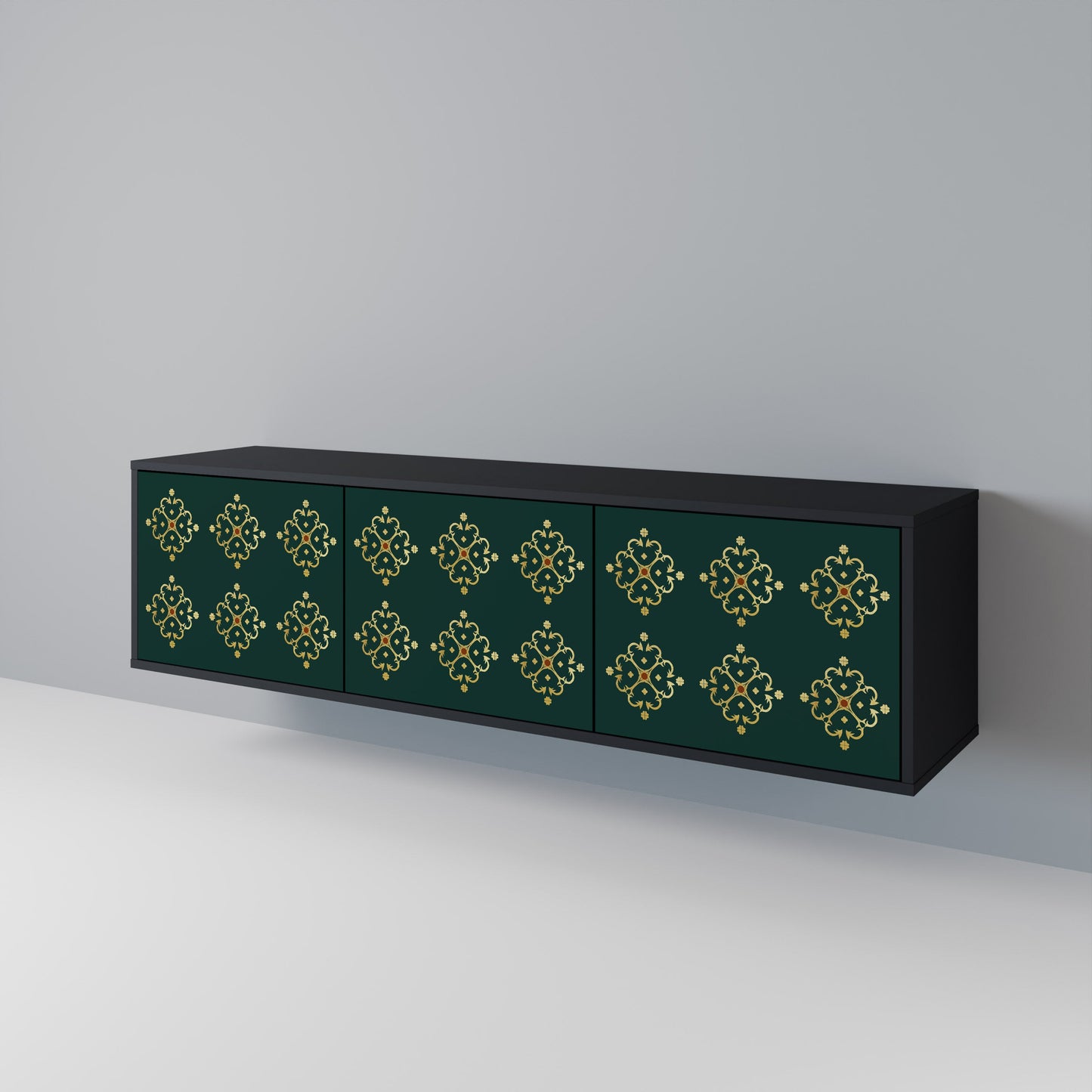 ROYAL MEDALLION TV-bänk med 3 dörrar i svart finish