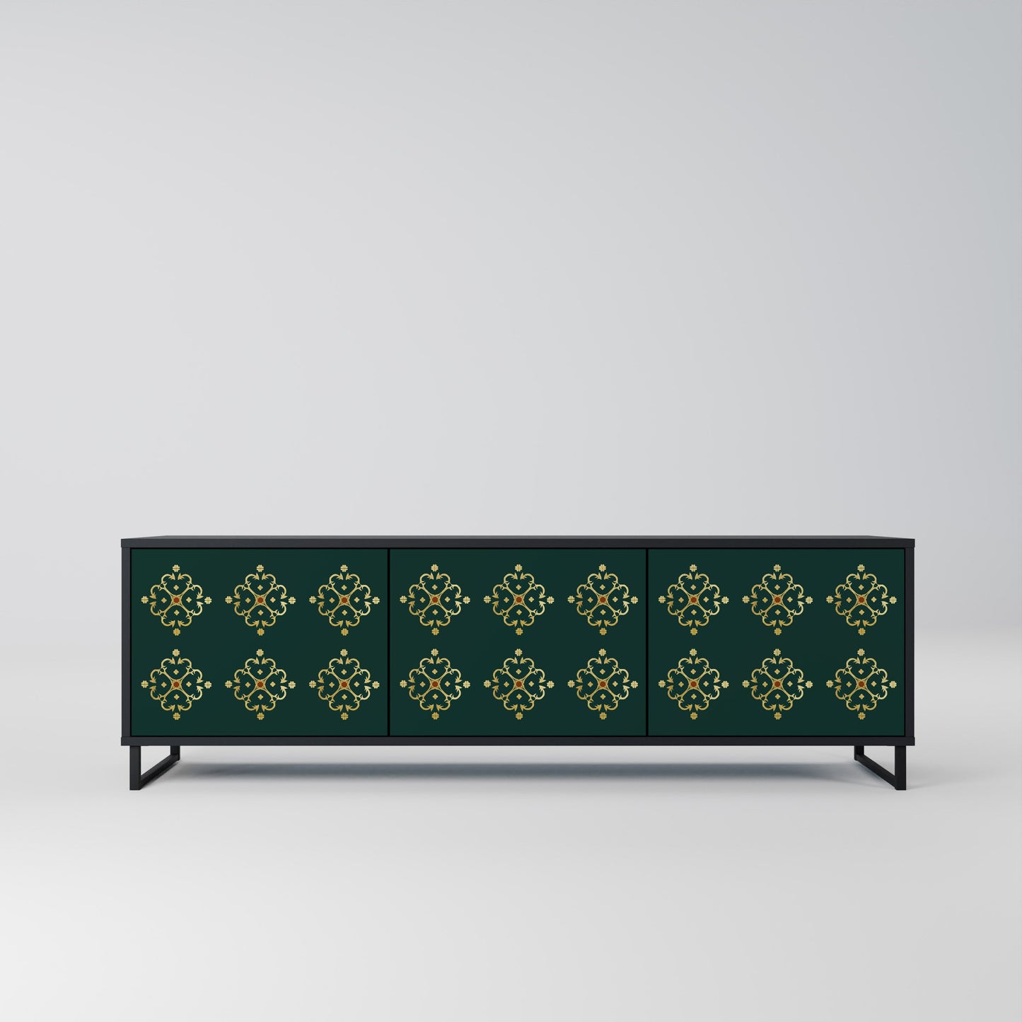 ROYAL MEDALLION TV-bänk med 3 dörrar i svart finish