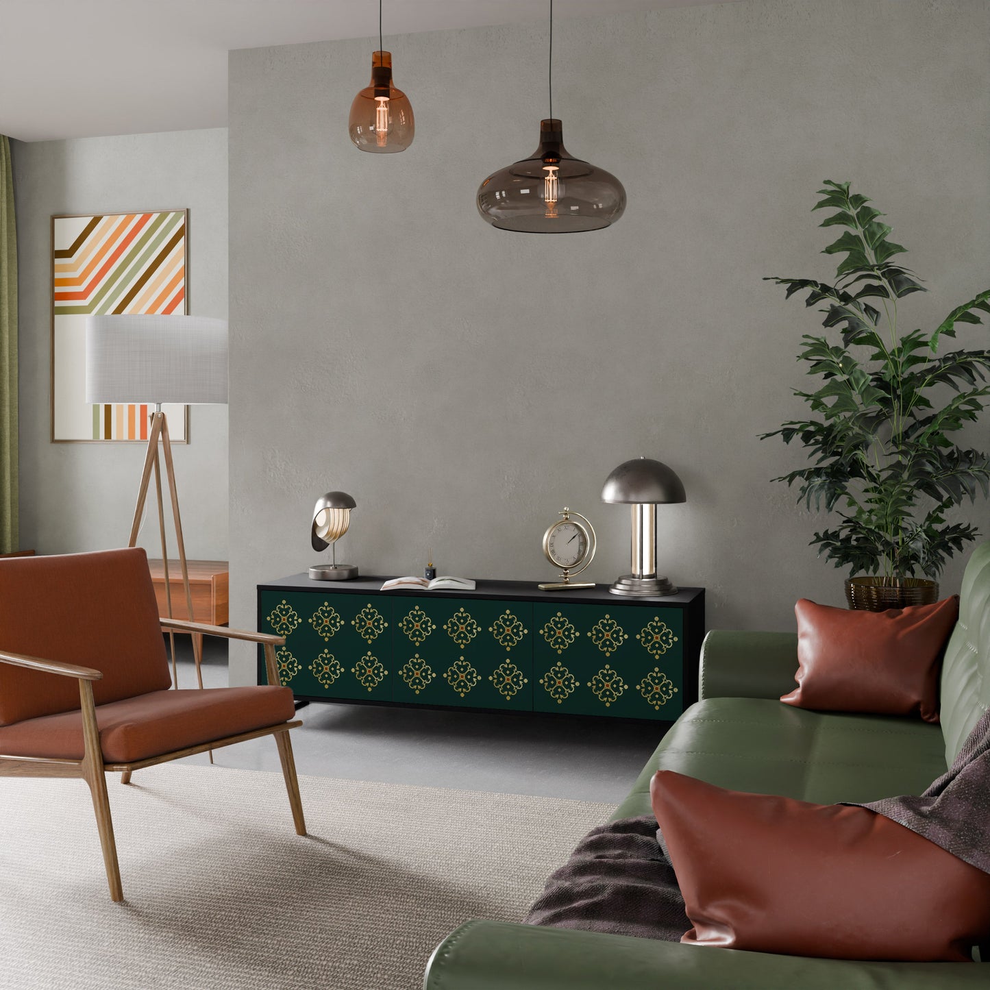 ROYAL MEDALLION TV-bänk med 3 dörrar i svart finish