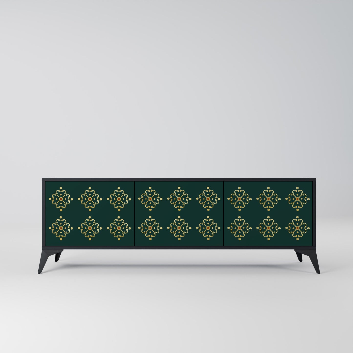 ROYAL MEDALLION TV-bänk med 3 dörrar i svart finish