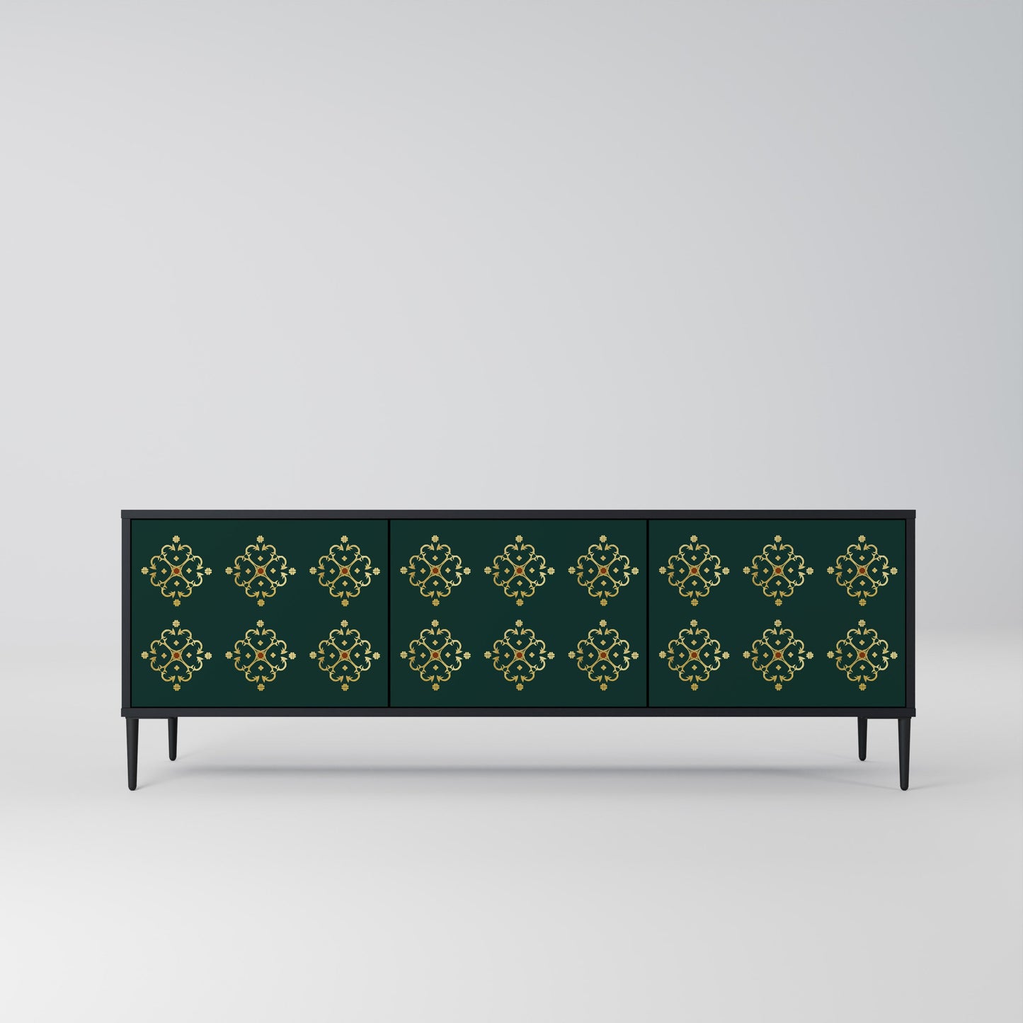 ROYAL MEDALLION TV-bänk med 3 dörrar i svart finish