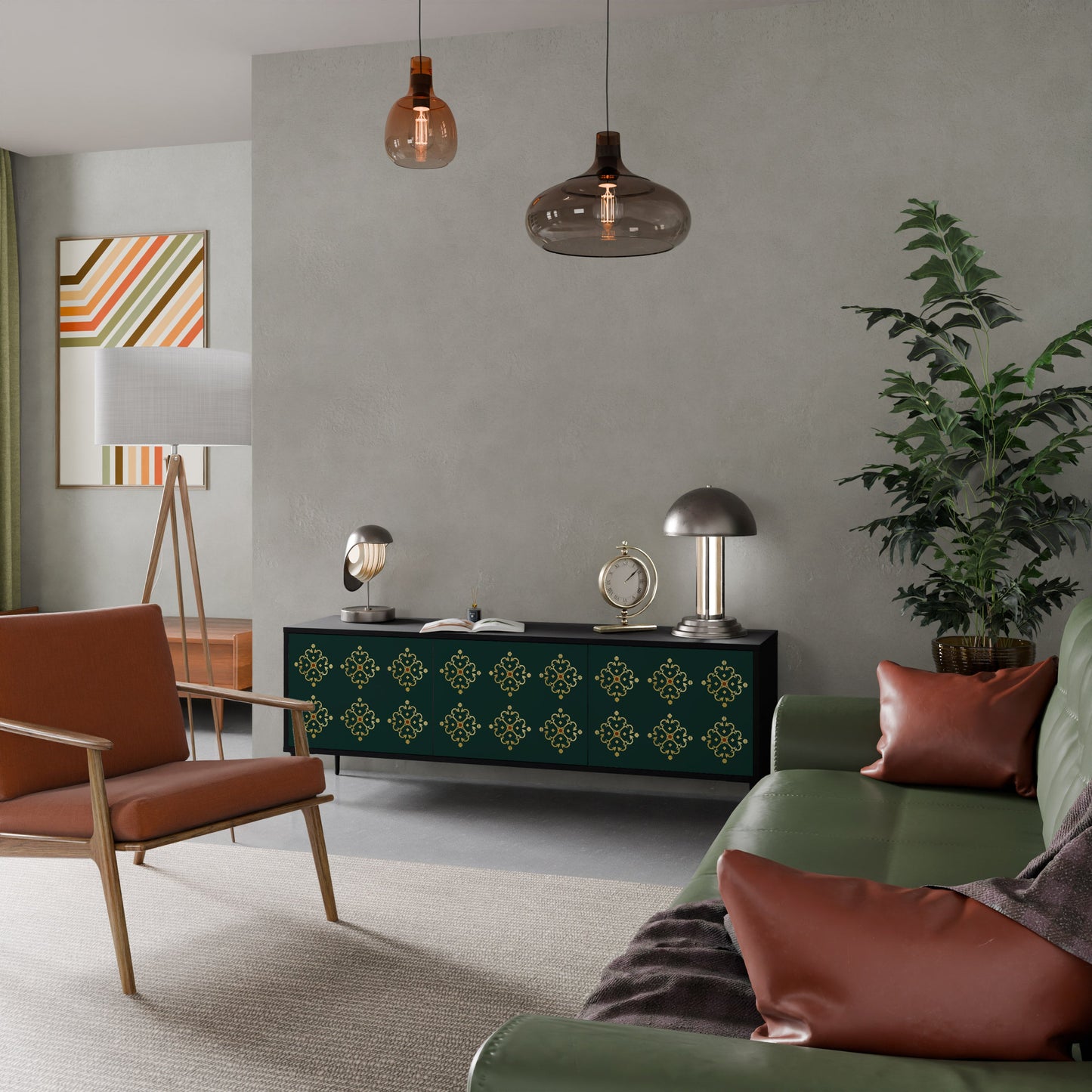 ROYAL MEDALLION TV-bänk med 3 dörrar i svart finish