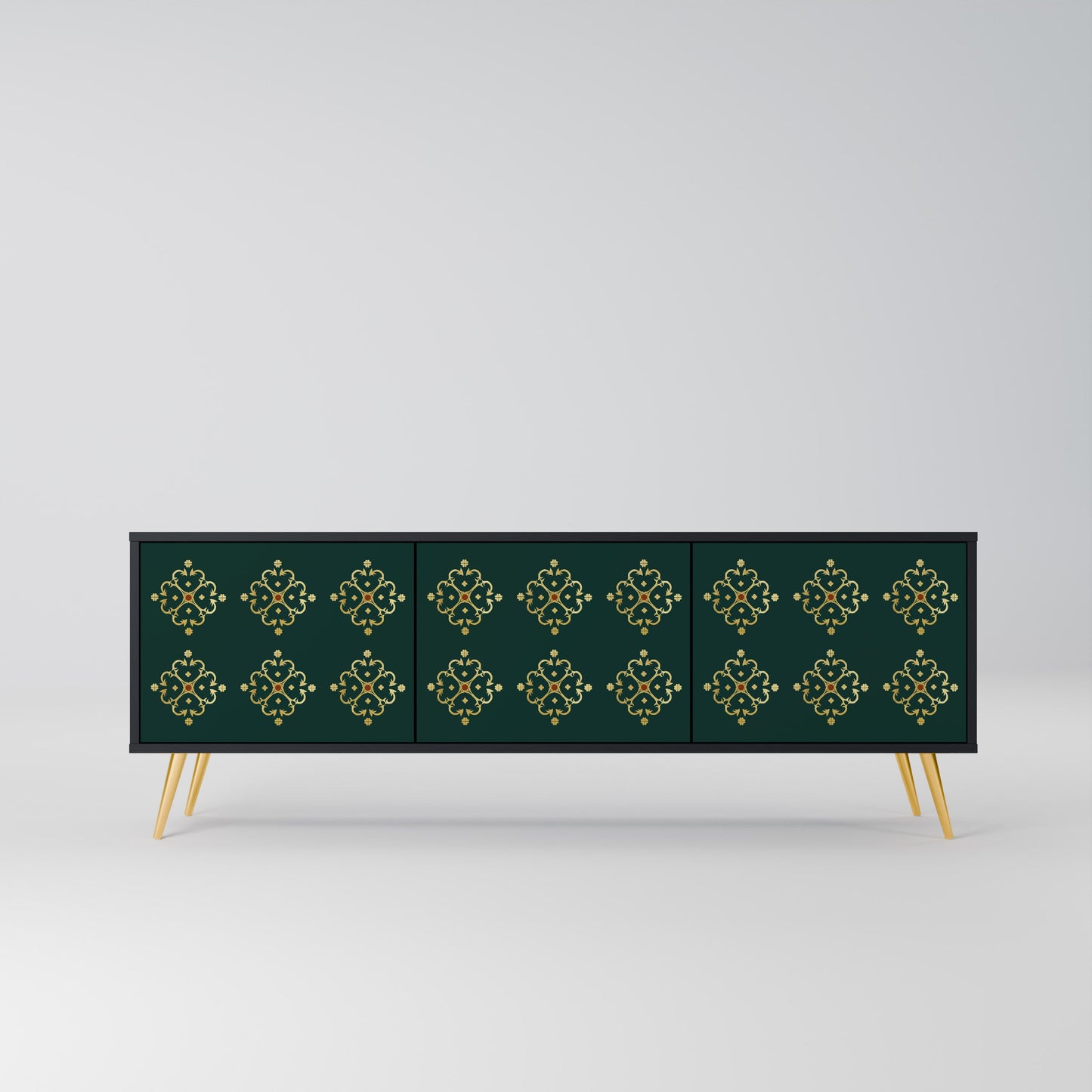 ROYAL MEDALLION TV-bänk med 3 dörrar i svart finish