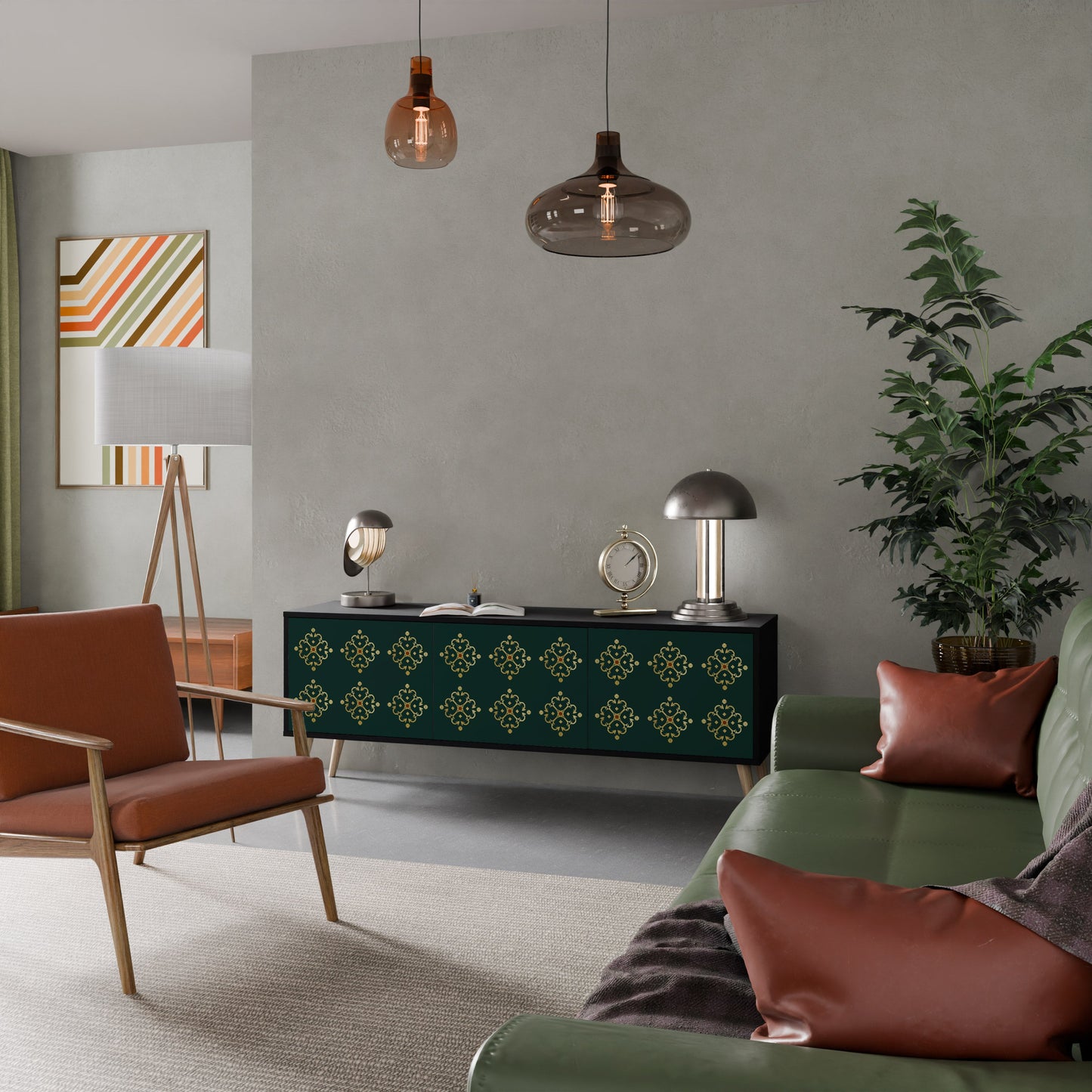 ROYAL MEDALLION TV-bänk med 3 dörrar i svart finish