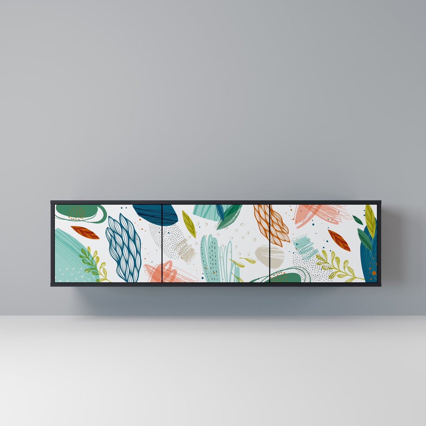 BOTANICAL HURRICANE TV-bänk med 3 dörrar i svart finish