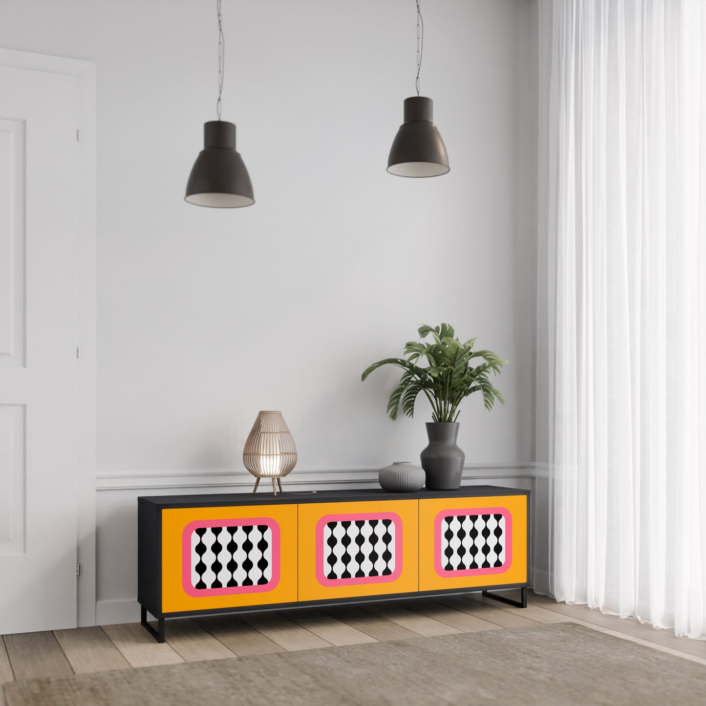 TEARS IN HEAVEN 3-Door TV Stand in Black Finish