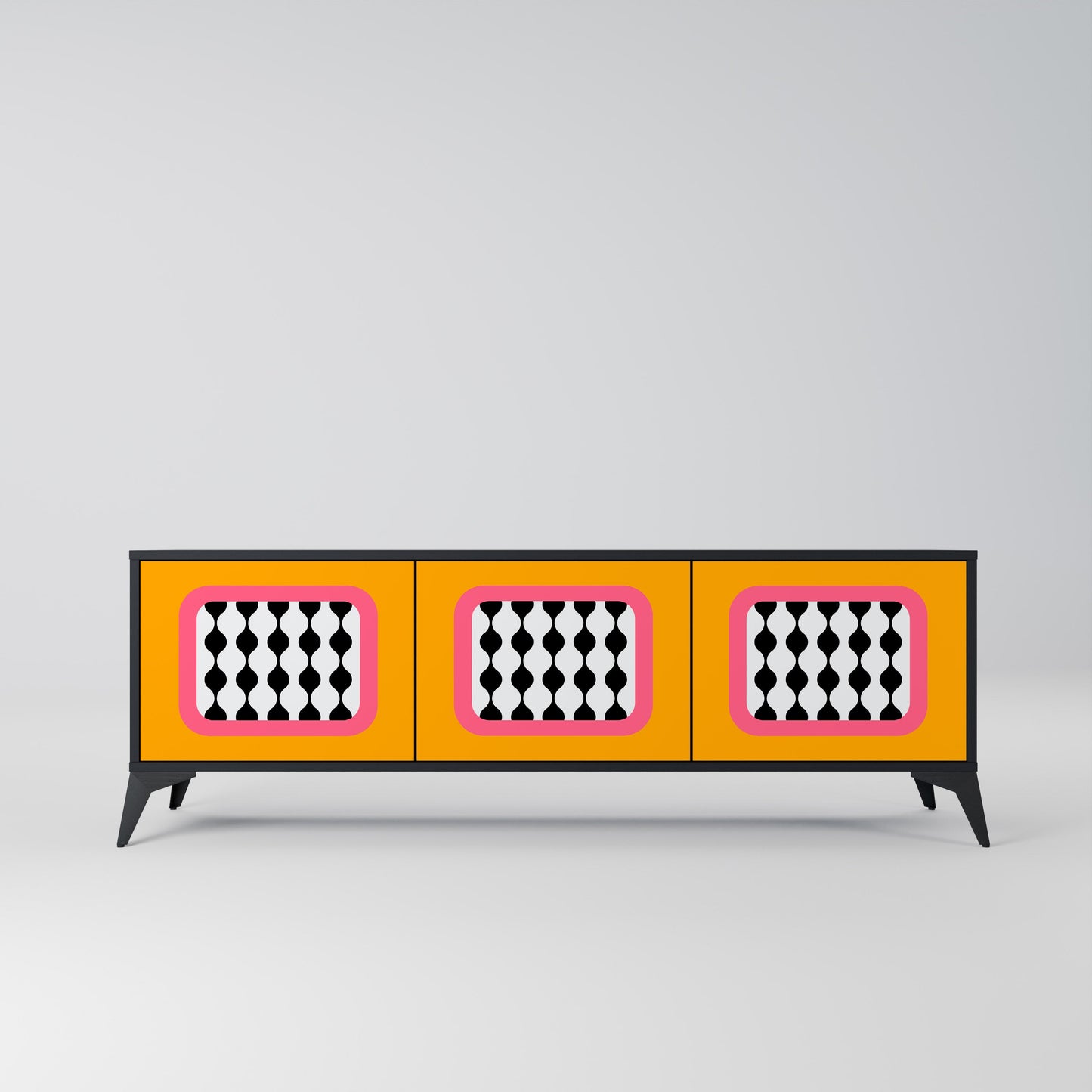 TEARS IN HEAVEN 3-Door TV Stand in Black Finish