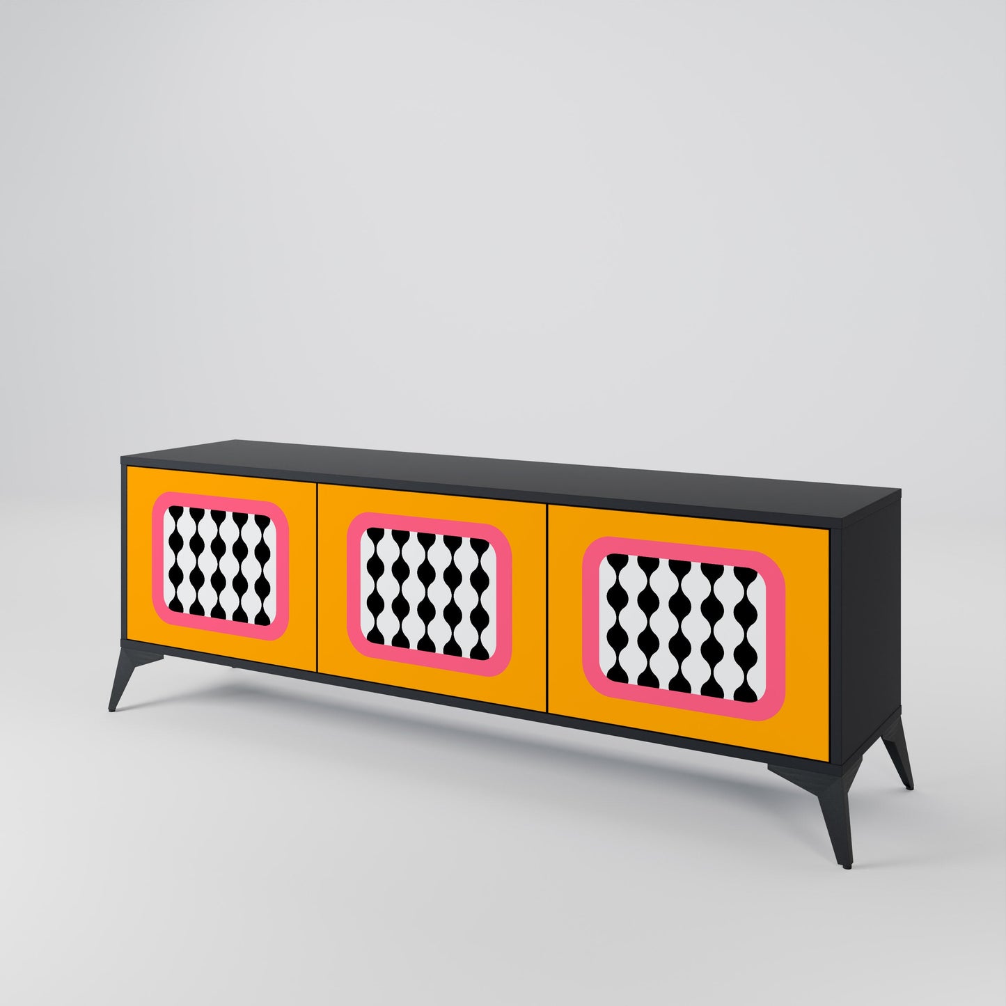 TEARS IN HEAVEN 3-Door TV Stand in Black Finish