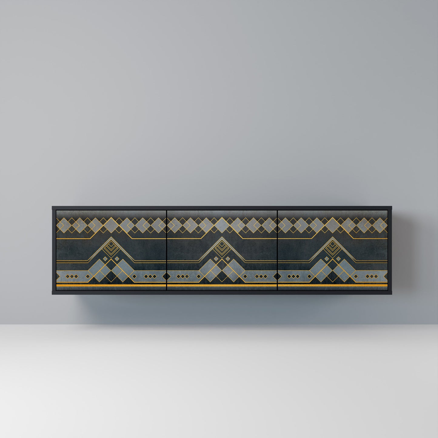 ROYAL ORDINARINESS 3-Door TV Stand in Black Finish