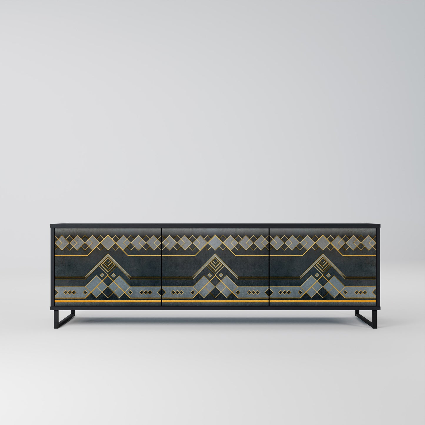 ROYAL ORDINARINESS 3-Door TV Stand in Black Finish