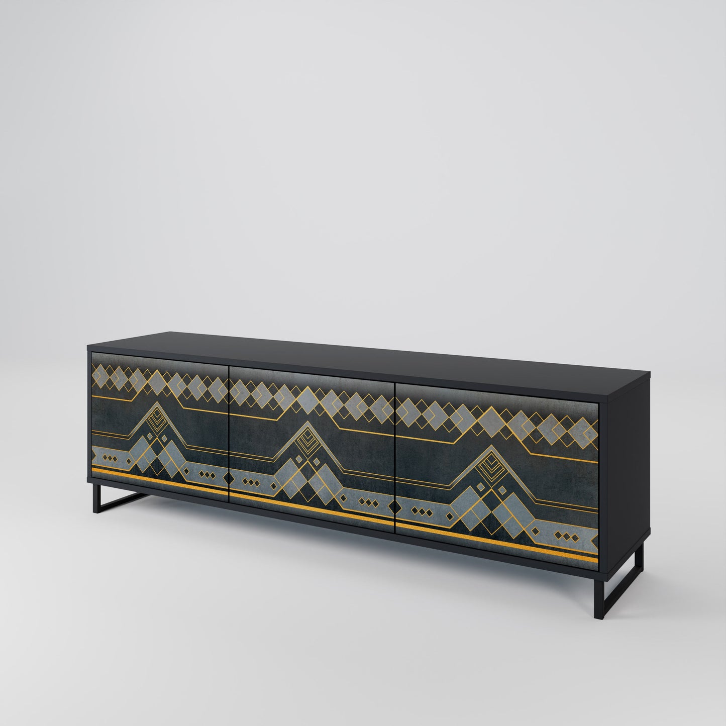 ROYAL ORDINARINESS 3-Door TV Stand in Black Finish