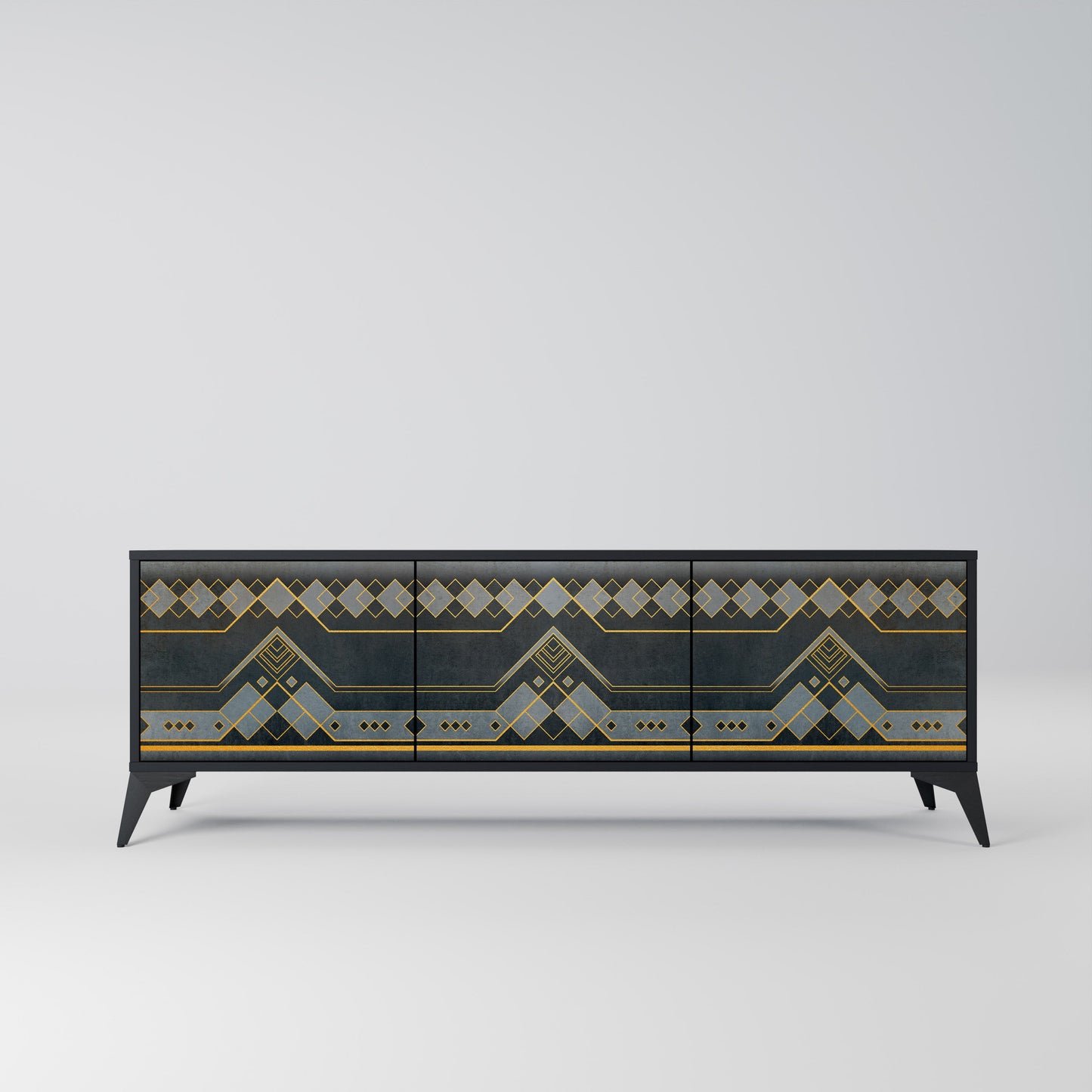 ROYAL ORDINARINESS 3-Door TV Stand in Black Finish