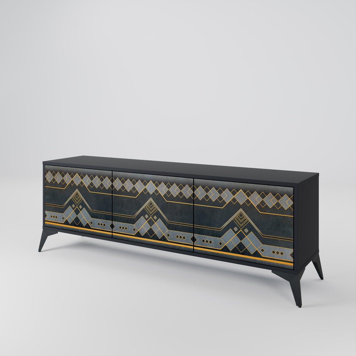 ROYAL ORDINARINESS 3-Door TV Stand in Black Finish